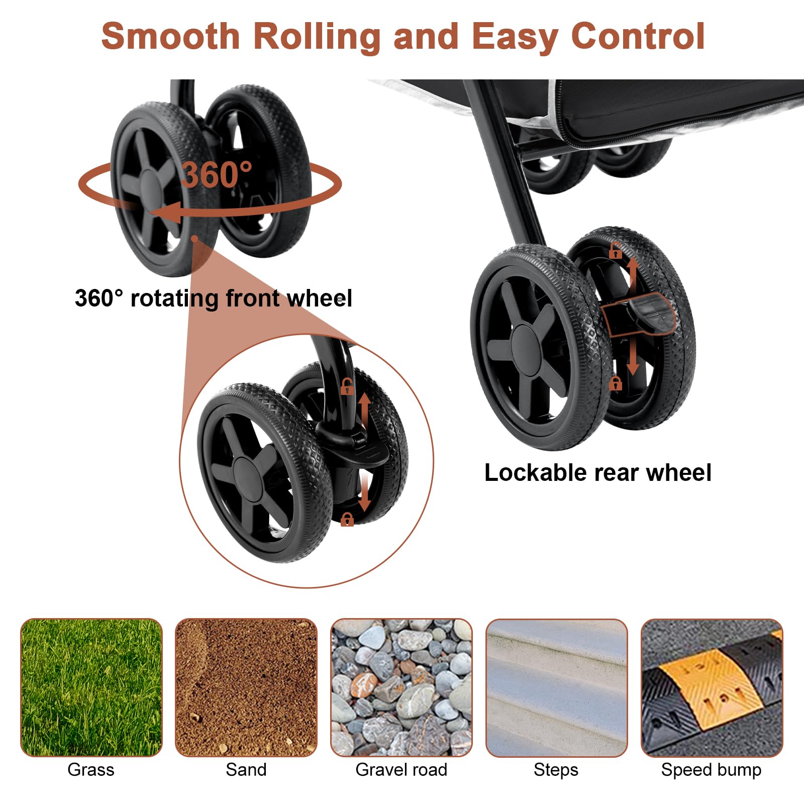 Lpotius Double Pet Stroller For Dogs And Cats, One-Hand Folding Dog Stroller Travel Carriage For Small Medium Dogs Cats, 4 Wheel