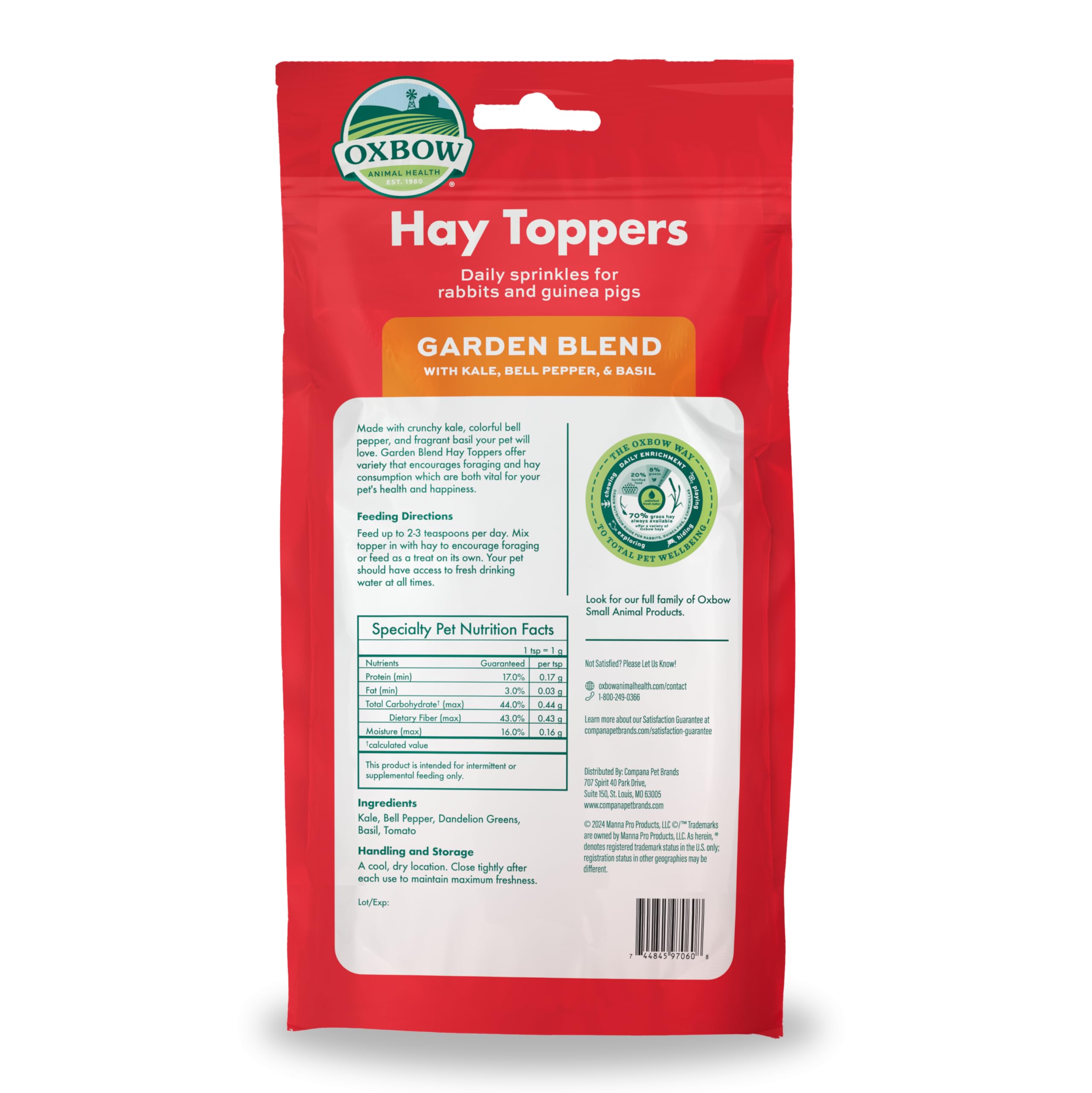 Oxbow Hay Toppers Garden Blend, Bunny Treats, Foraging Enrichment for Rabbits, Chinchillas, Guinea Pigs, and Other Small Herbivo