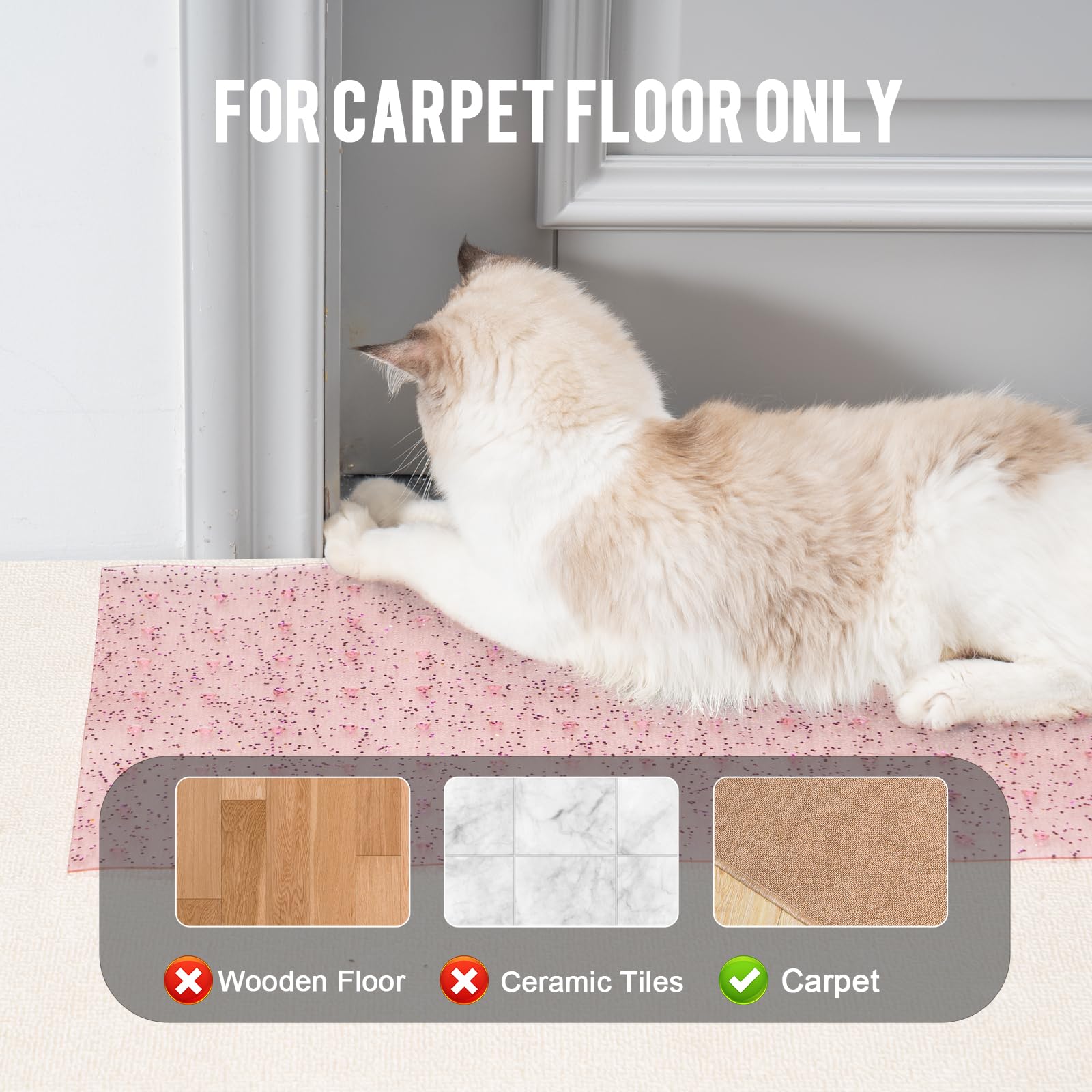 Uross Carpet Protector For Pets - Cat Carpet Protector For Doorway, Anti Scratch Under Door Cat Protector Mat, Easy To Cut Plast
