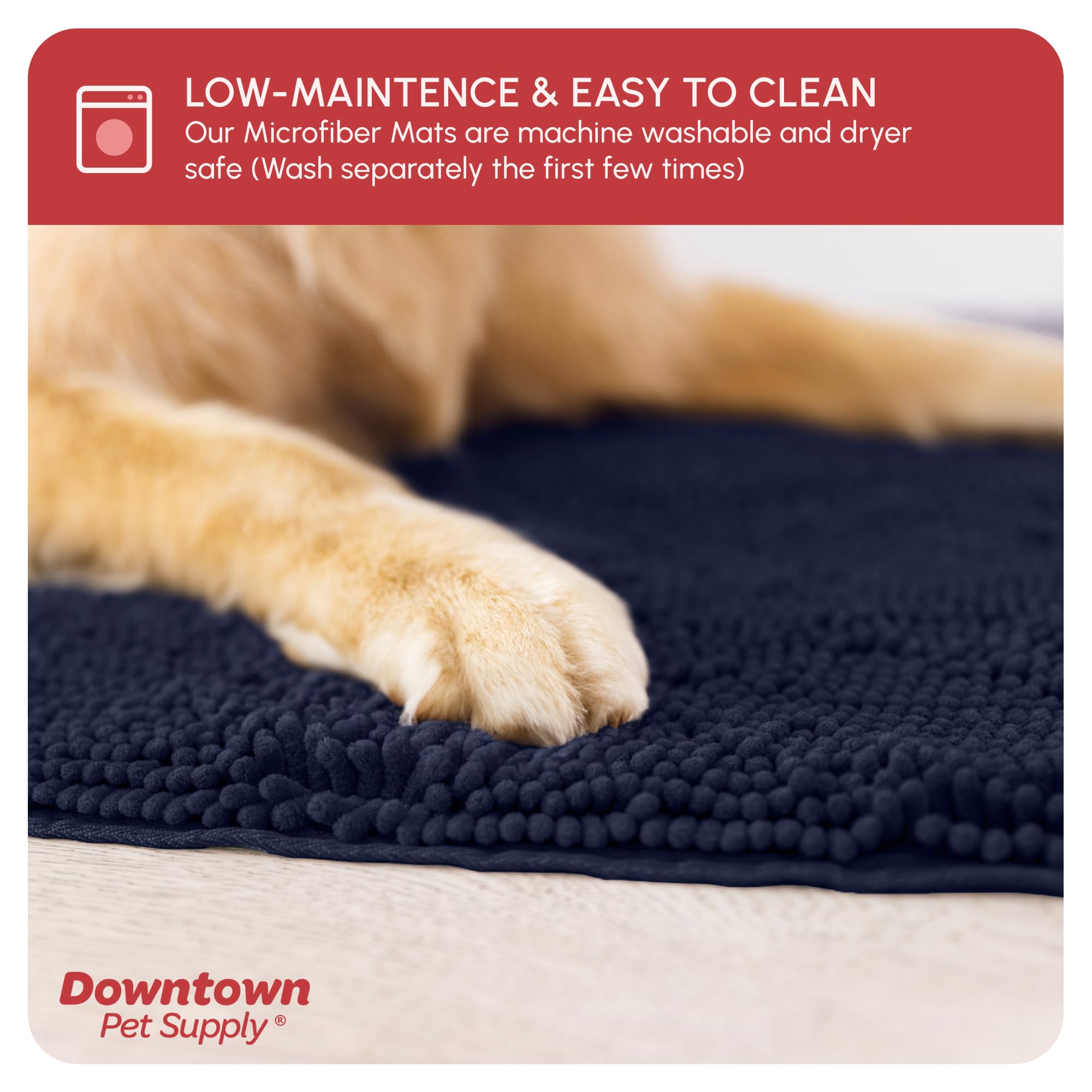 My Doggy Place Microfiber Dog Mat for Muddy Paws, 18 x 24 Navy Blue - Absorbent and Quick-Drying Dog Paw Cleaning Mat, Washer an