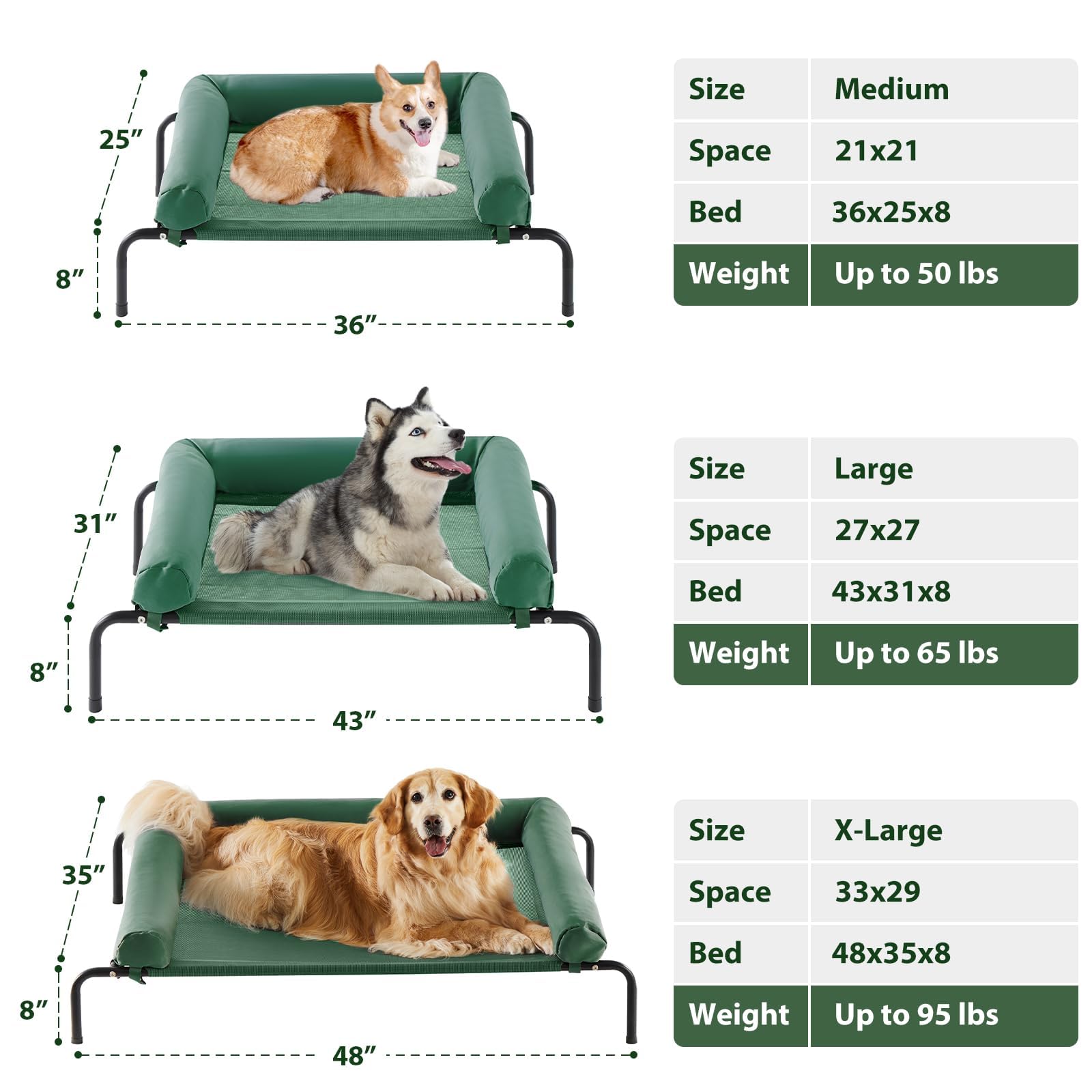 Rrpethome Elevated Cooling Dog Bed,Raised Dog Cots Beds For Large Dogs,Outdoor Pet Bed For Large Dogs,Chew Proof Portable Coolin