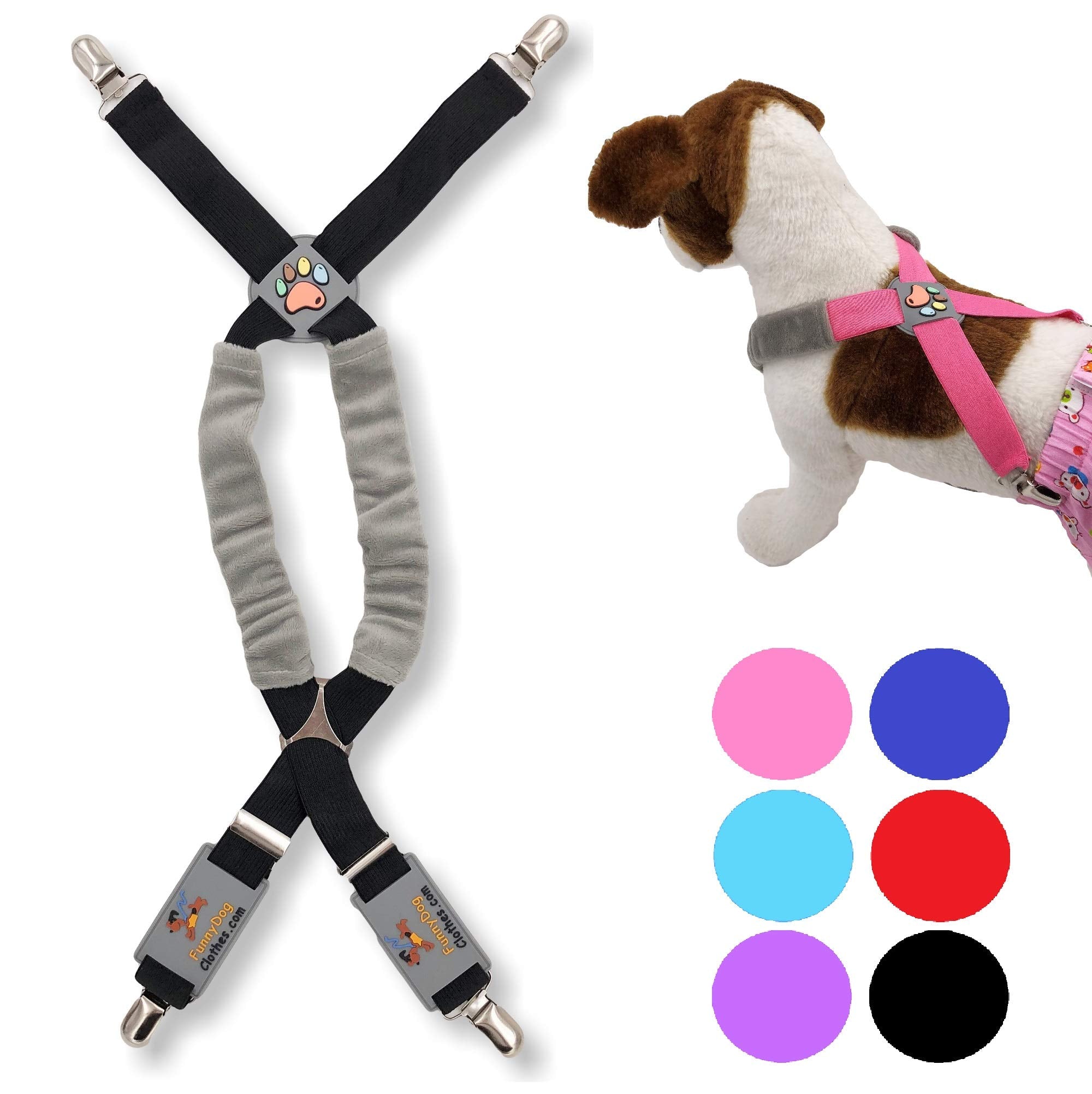 FunnyDogClothes Dog Suspenders for Pet Clothes Apparel Diapers Pants Skirt Belly Bands Small Medium and Large Dogs (XS/M: 9lb - 25lb  Black)-New