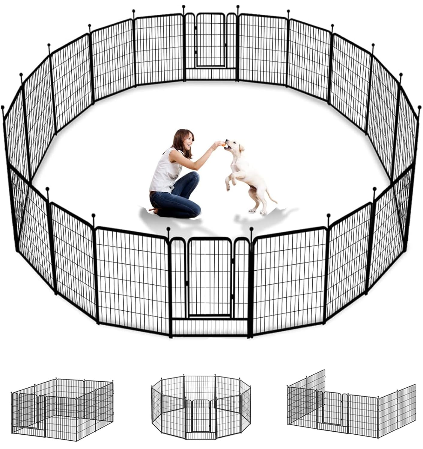 Jhsomdr Dog Playpen Outdoor 40 Inch 16 Panels Indoor Dog Pen For Large/Medium/Small Dogs Rustproof Metal Dog Fence Outdoor For Y