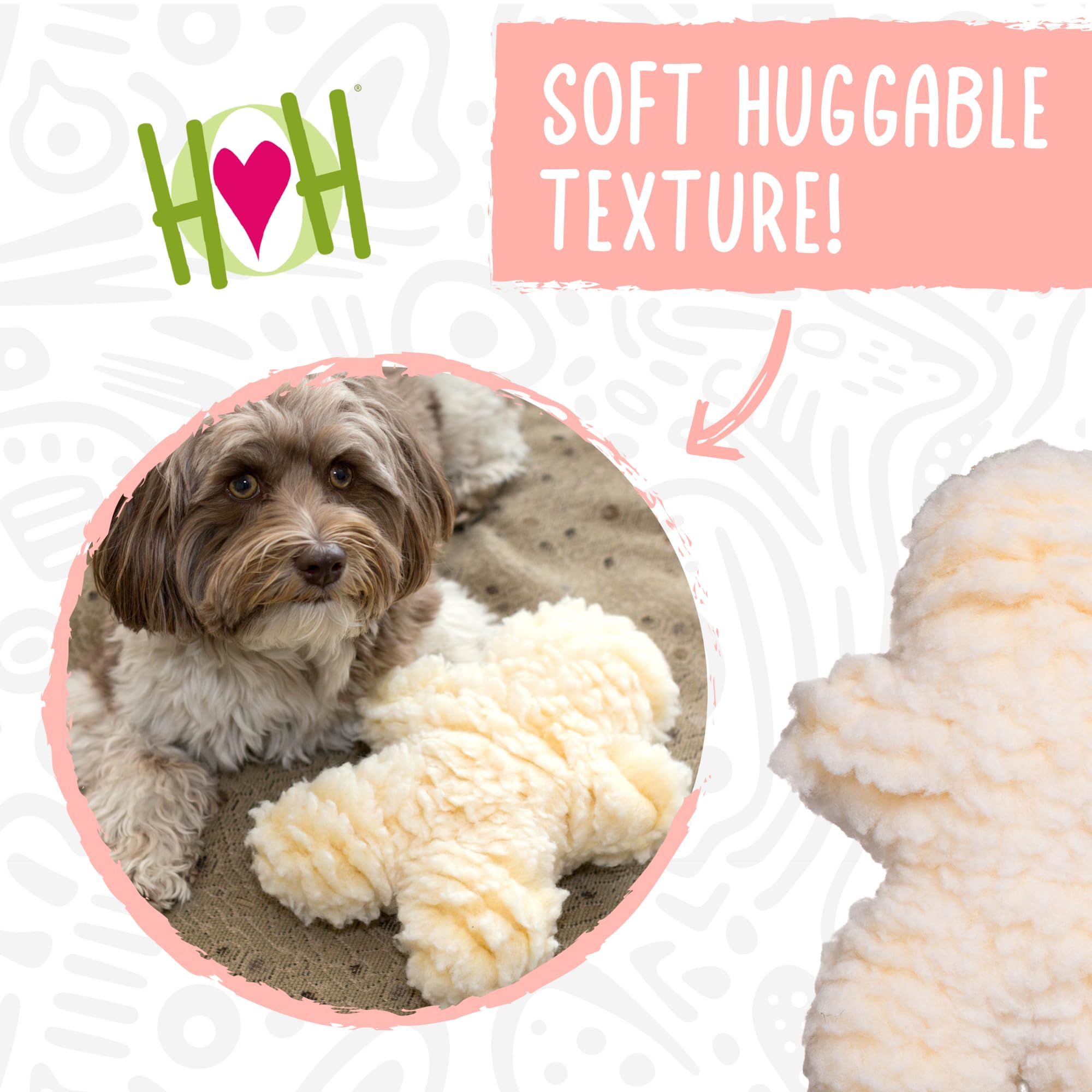 Hugglehounds Plush Bone Dog Toy - Dog Fuzzy Bone Toy, Fuzzy Soft Fleece, Durable Stuffed Dog Toy For Large Breeds, Puppies, Faux