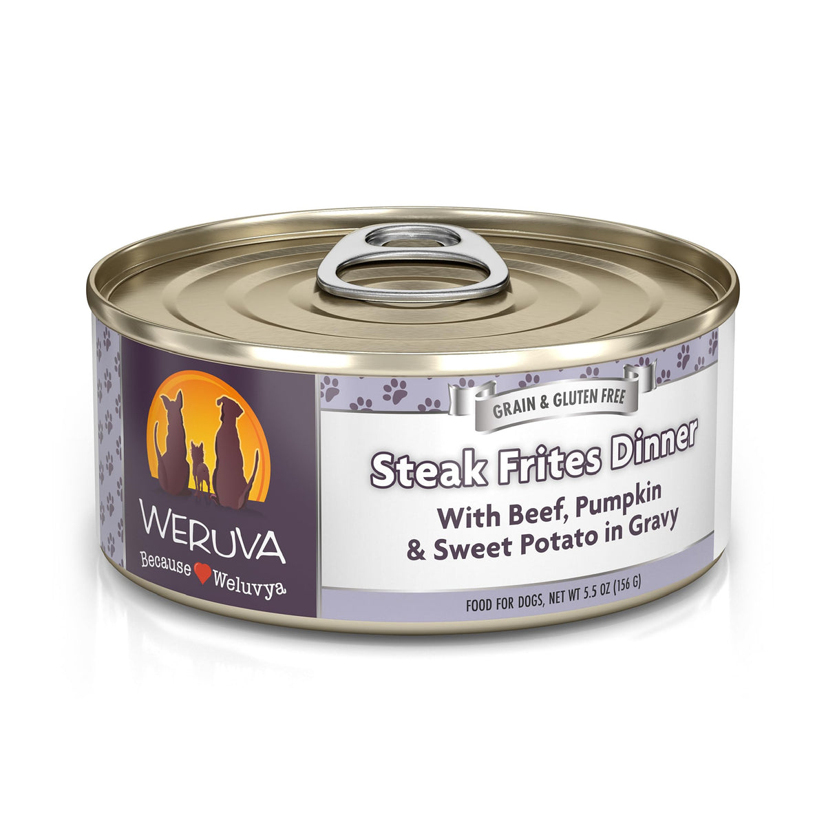 Weruva Classic Dog Food, Steak Frites With Beef, Pumpkin & Sweet Potato In Gravy, 5.5Oz Can (Pack Of 24)