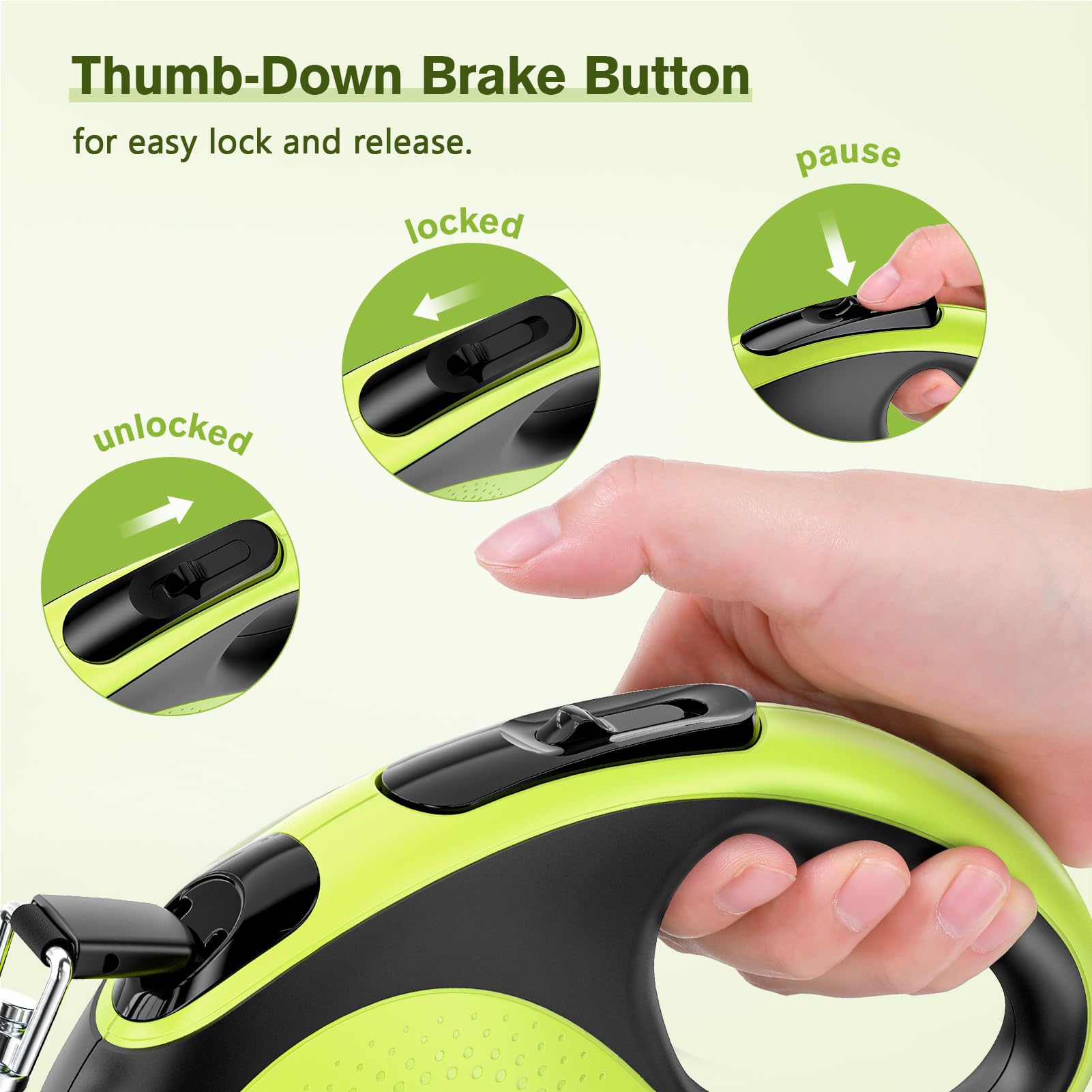 Pecute 26Ft Retractable Dog Leash With Poop Bag Holder, Walking Dog Leash For Heavy Duty Dogs Up To 110Lbs With Strong Nylon Tape, One-Button Control, 360?Tangle-Free Sturdy Long Dog Leash