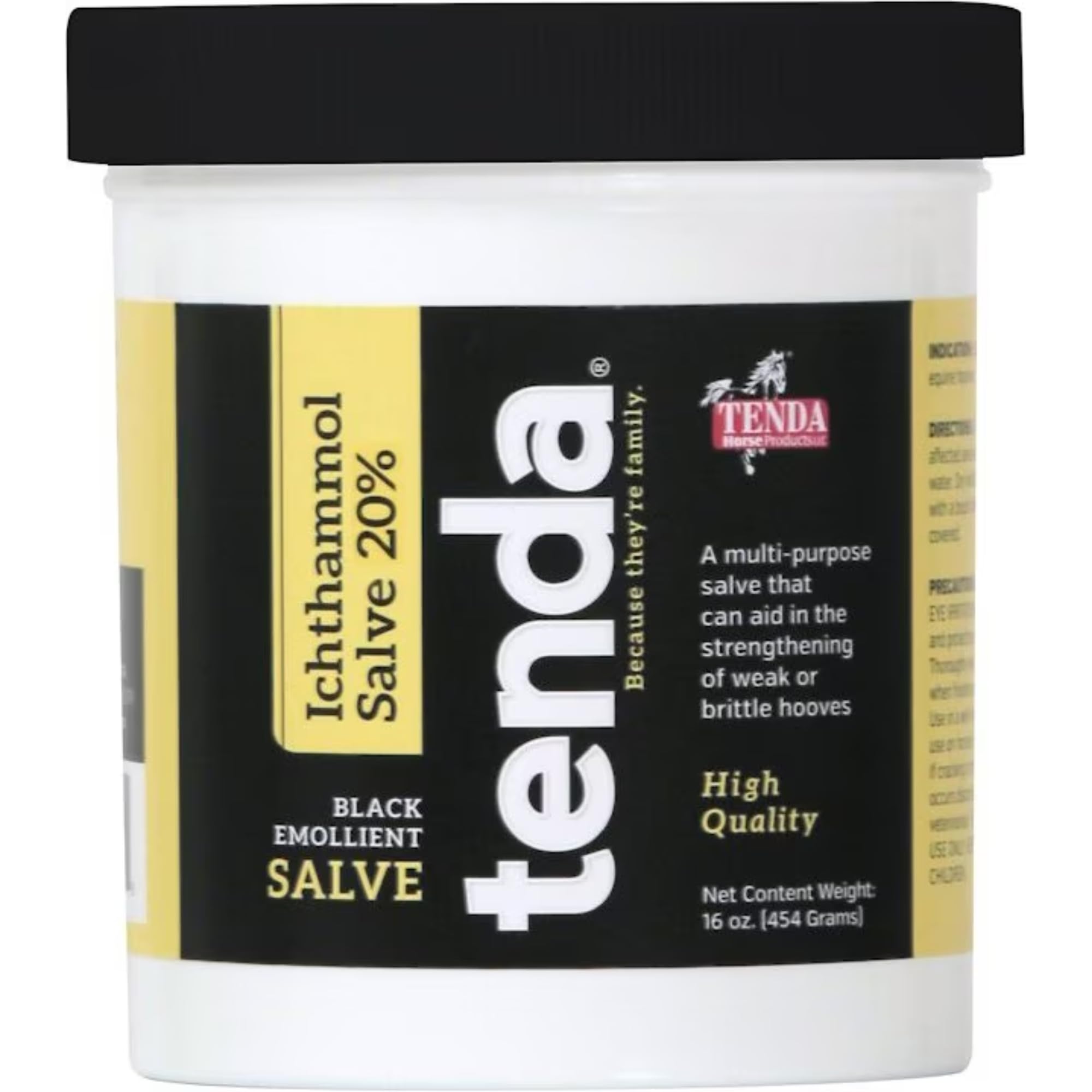 Tenda Horse Products 20% Ichthammol Salve for Horse Hooves, 16 oz. Jar.