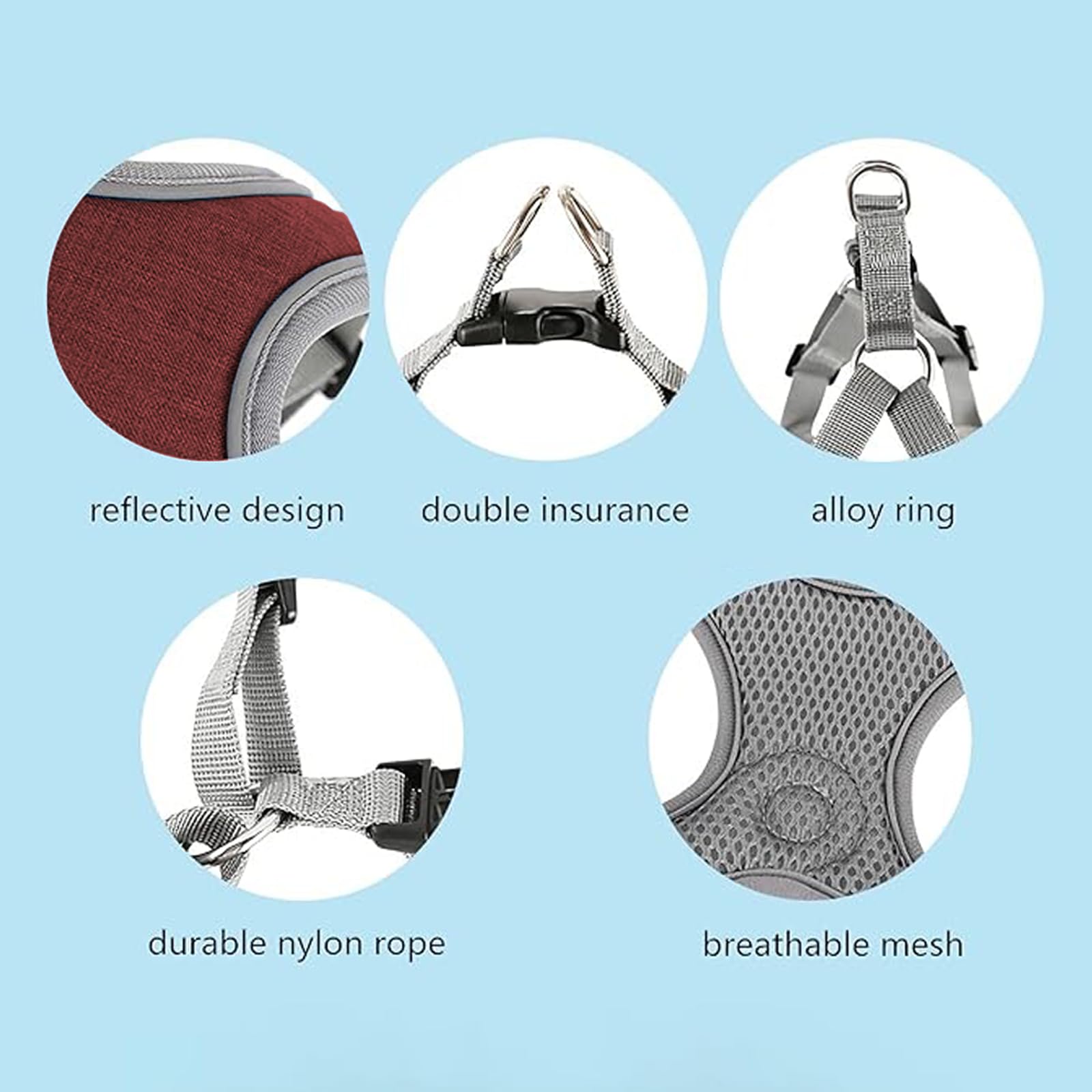 Dog Harness with Leash Set, No Pull Adjustable Step in Collars Frenchie Harness Vest for Small Medium Dogs Walking and Running(S