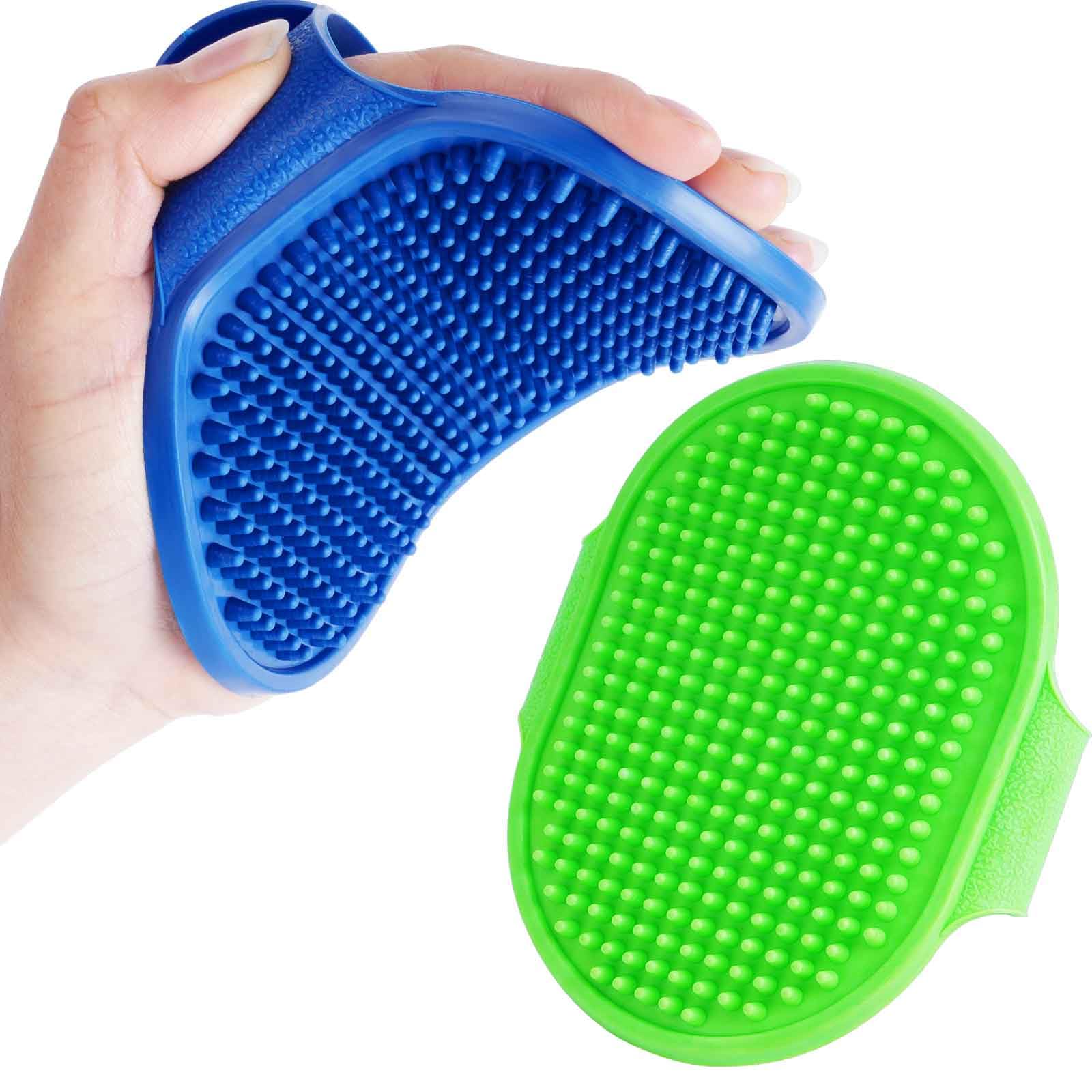 Brillirare 2 Pack Dog Grooming Brush, Premium Soft Silicone Pet Bath Brushes With Adjustable Handle, Shampoo Soothing Comb For W