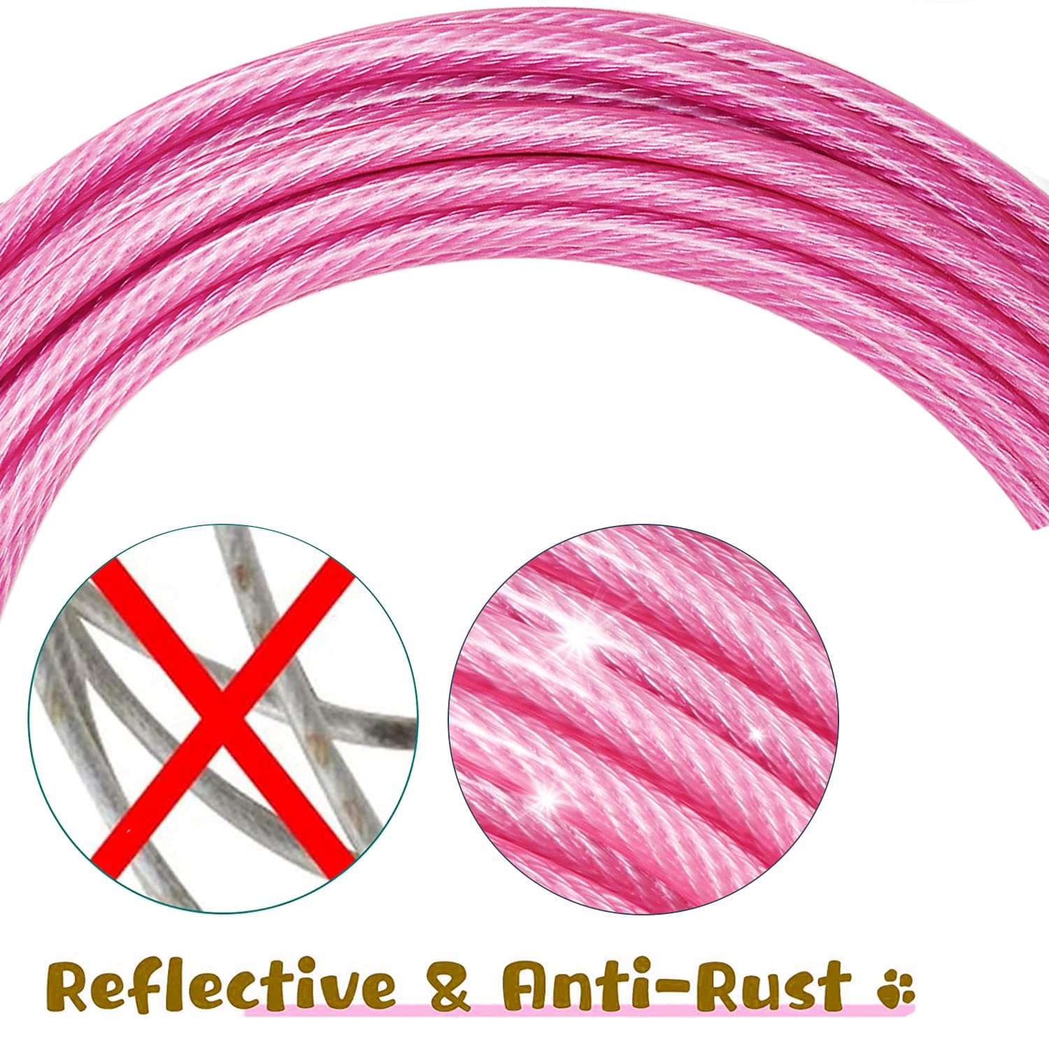 Dog Tie Out Cable For Outside,15Ft Long Dog Leash&Chains With Swivel Hook,Small-Large Dogs Runner Cable For Yard,Heavy Duty Dogs