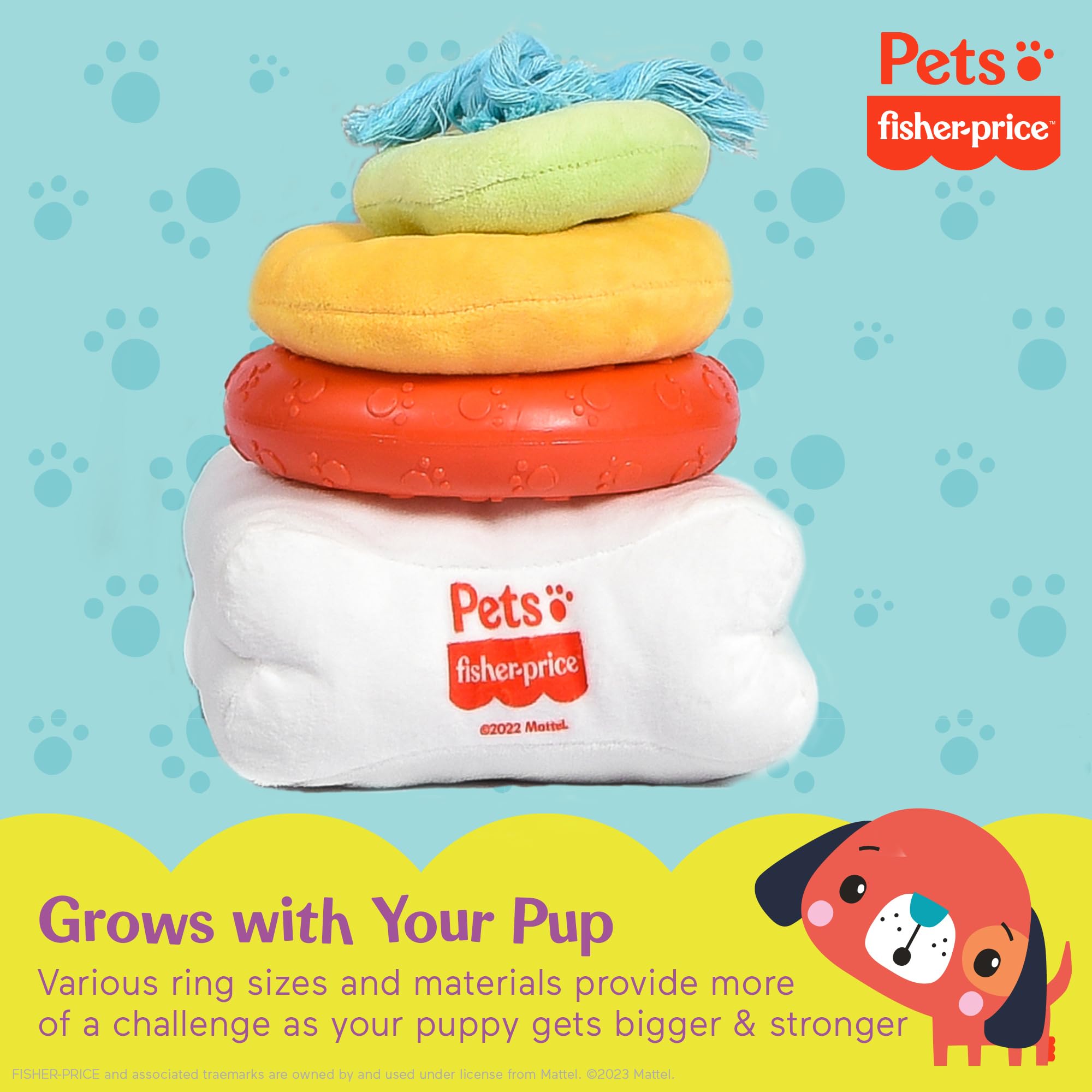 Fisher-Price for Pets Attack-A-Stack Chase & Toss Toy | Ring Stack Toy for Dogs, Multifunctional Toys, Developmental Toys for Do