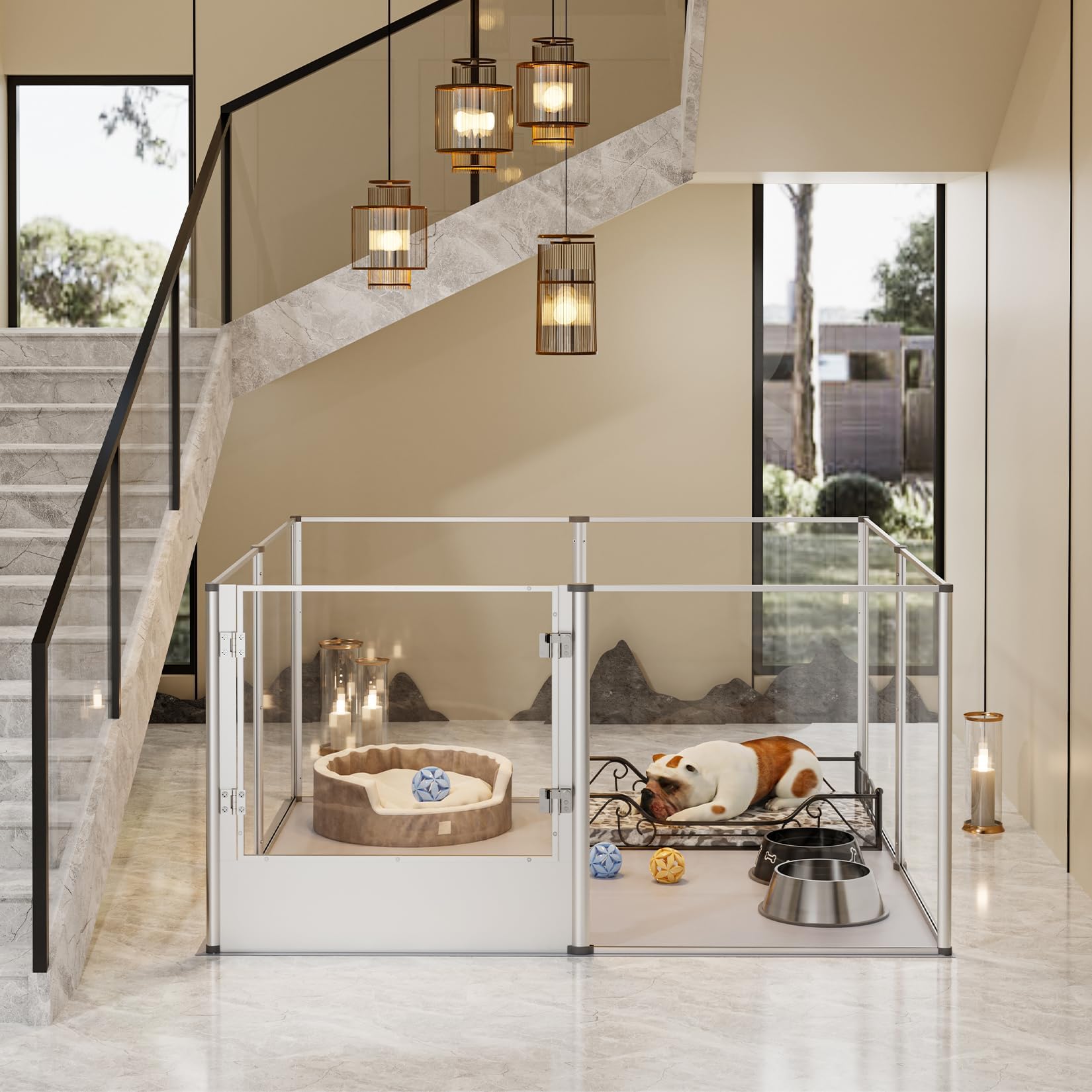 Dog Clear Playpen Fence Kennel: Pet Indoor Heavy Duty Whelping Box Pen Cage With Waterproof Whelping Pad - Small Animal Acrylic