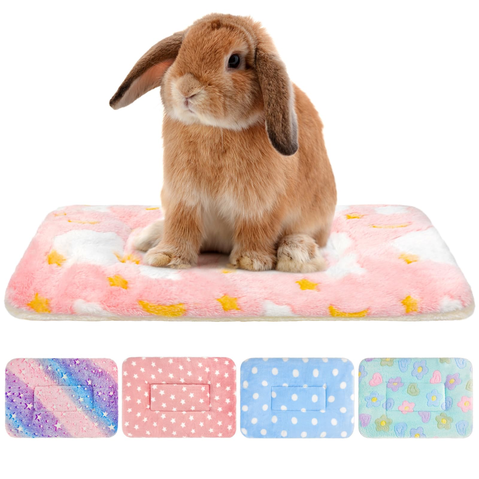 Tierecare 5Pcs Guinea Pig Bed Soft Rabbit Bedding Cage Liner Warm Bunny Mats Pee Pads Fleece Blanket Plush Hamster Sleep Beds Fe