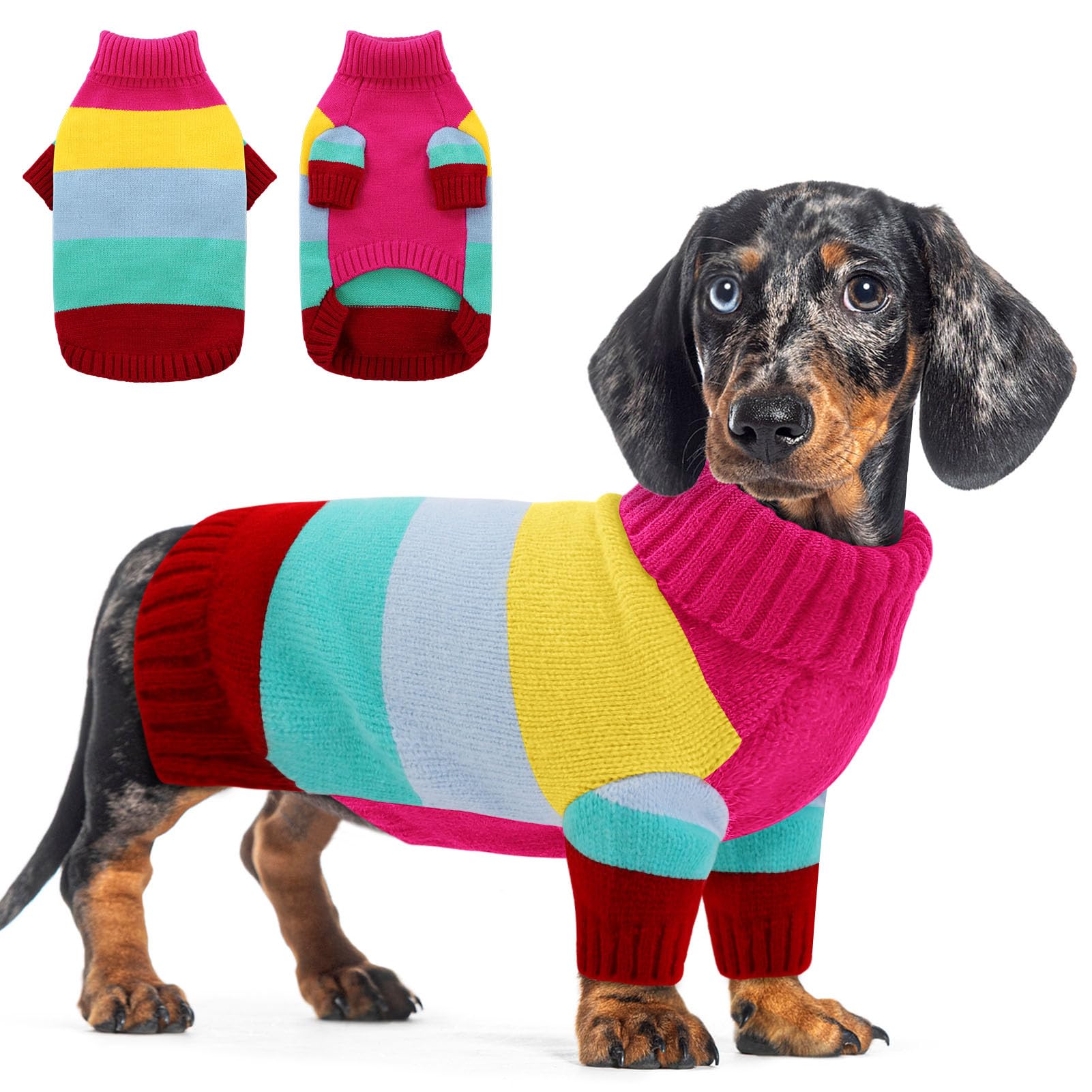 AOFITEE Small Dog Sweater - Warm Pink XS Stretchy Turtleneck for Girls Boys & Teacup Dogs