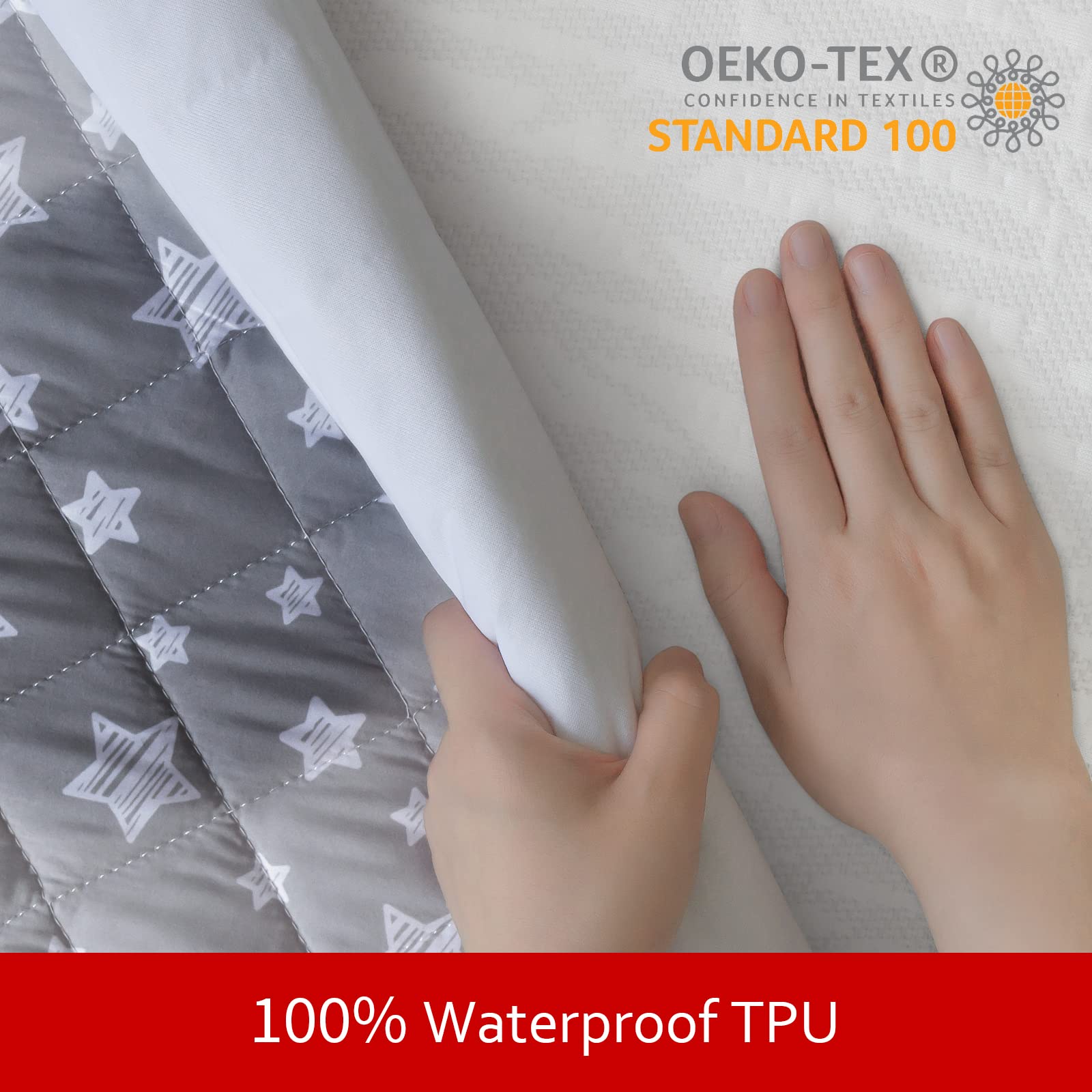 Waterproof Dog Bed Covers Replacement Washable Pet Hair Easy To Remove, Noiseless Quilted Puppy Pet Bed Cover Lovely Grey Star P