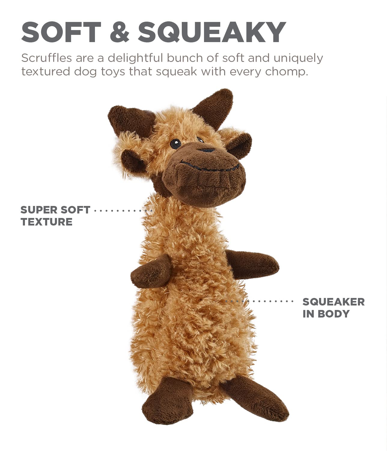 Outward Hound Scruffles Moose Plush Squeaky Dog Toy, Large