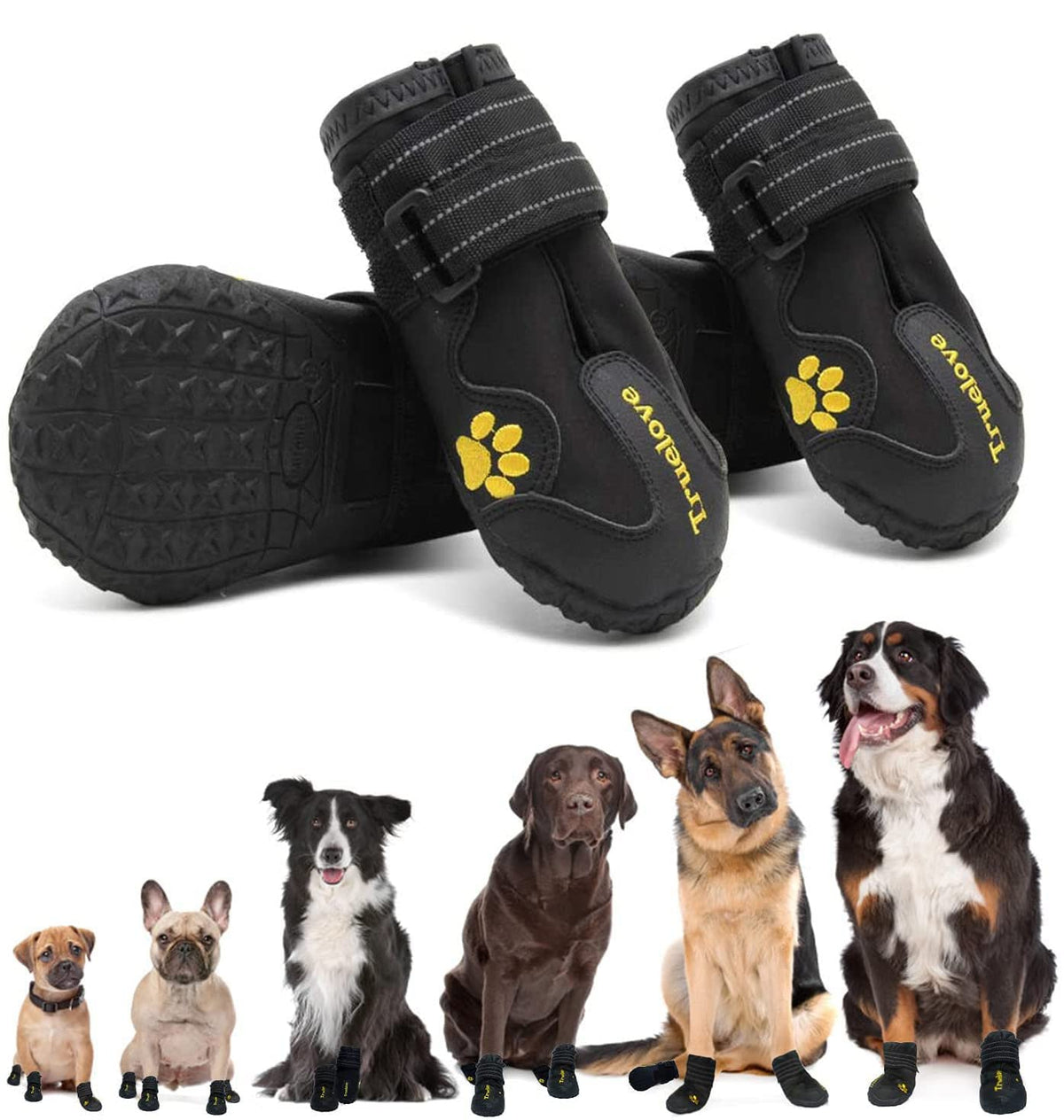 Expawlorer 4Pcs Anti-Slip Dog Shoes - Waterproof & Stain Resistant Dog Booties With Reflective Straps For Outdoor Hiking, Dog Paw Protectors For Hot Pavement, Winter Snow, Fit All Breed Dogs