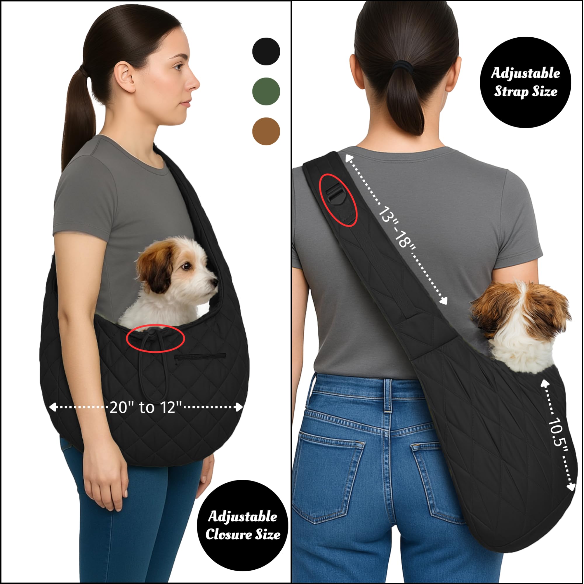 Susu Pet Co. Cat Sling Carrier - Hands-Free Cat Sling & Small Dog Carrier Sling Bag Up To 10 Lbs, Parachute-Grade Nylon, 4 Wide