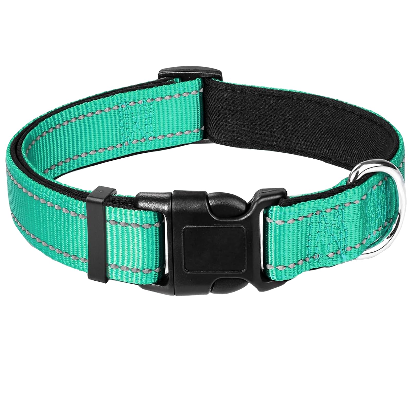 Teal Dog Collar, Reflective Pet Collar with Buckle Adjustable Safety Nylon Collars for Small Medium Large Dogs, S
