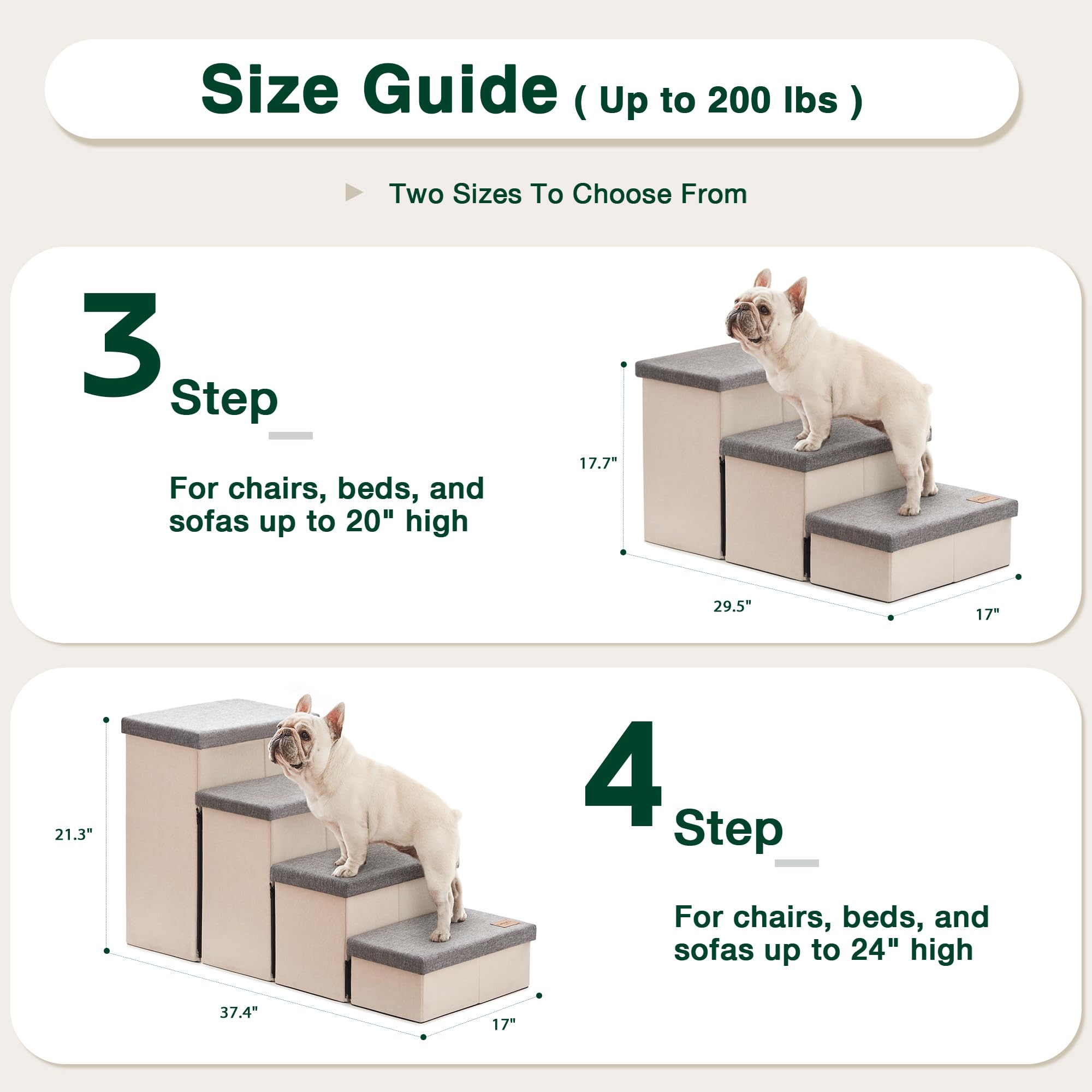 Love'S Cabin Dog Stairs For Small Medium Or Large Dogs With Storage And Adjustable Steps, Foldable Cat Steps For Bed Or Couch, 4