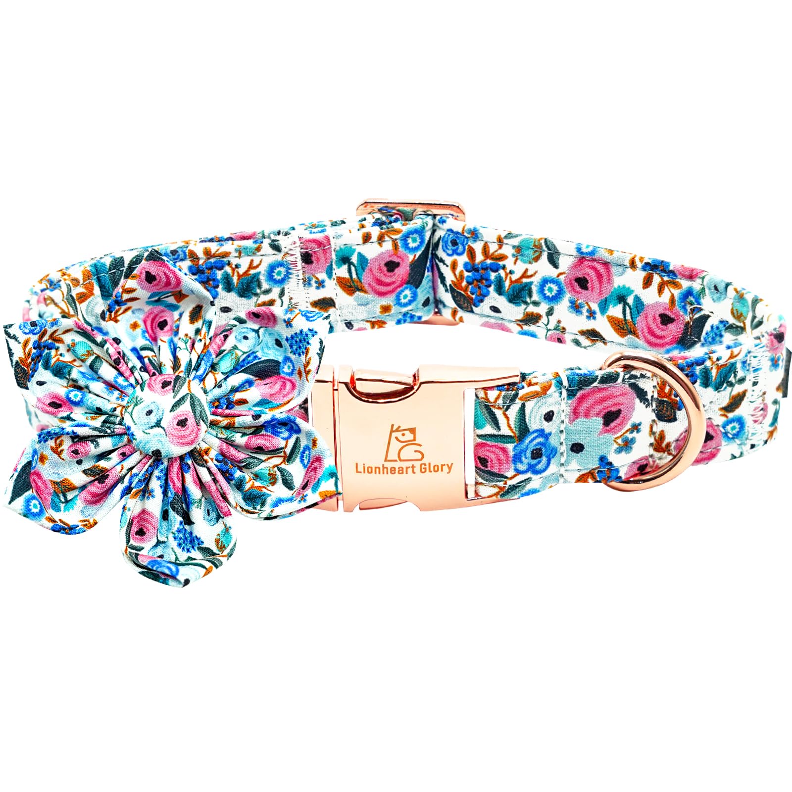 Lionheart Glory Floral Dog Collar with Flowers - Soft, Durable & Adjustable for Small Dogs