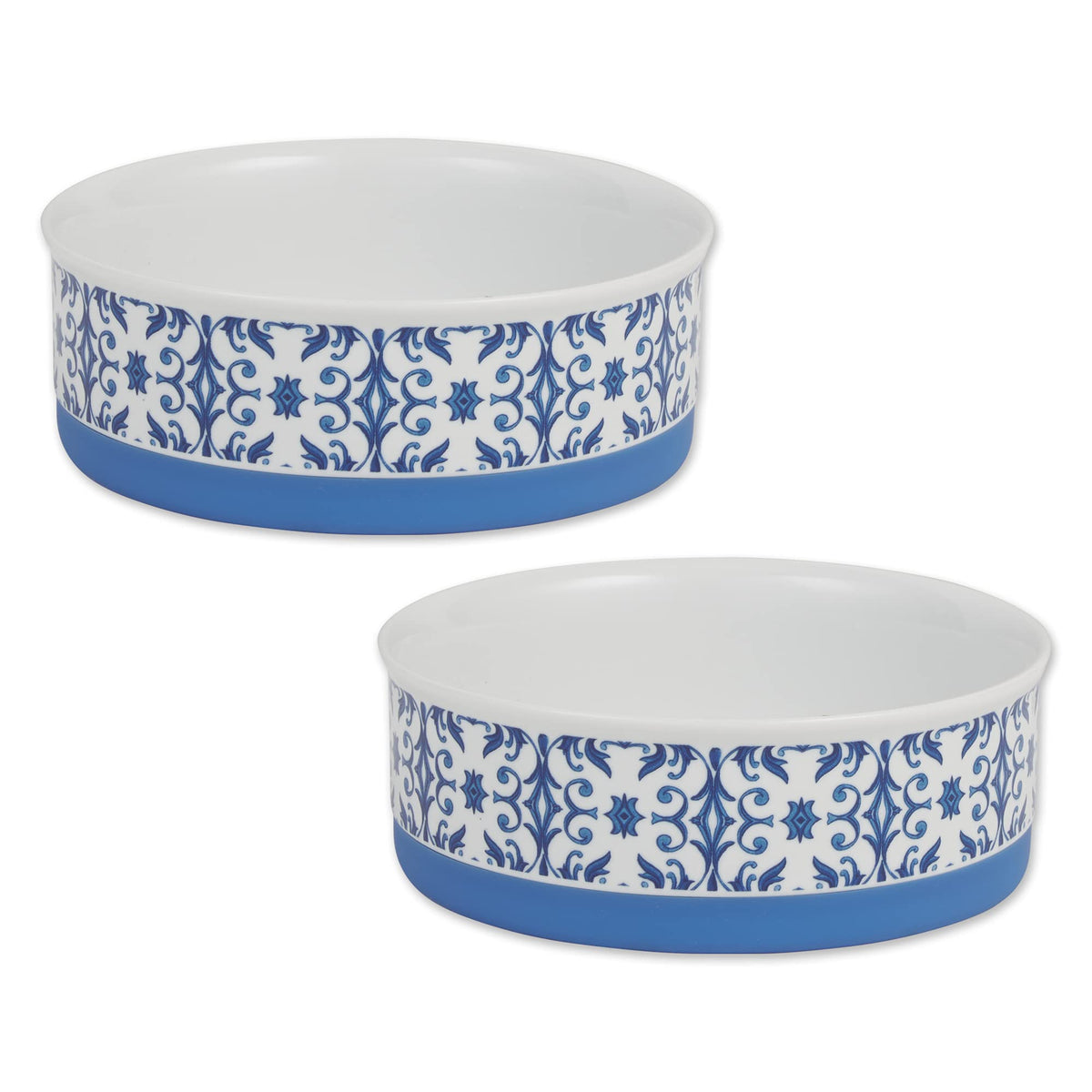 Bone Dry Ceramic Pet Collection Portuguese, Medium Set, 6x2, Blue Tile, 2 Piece