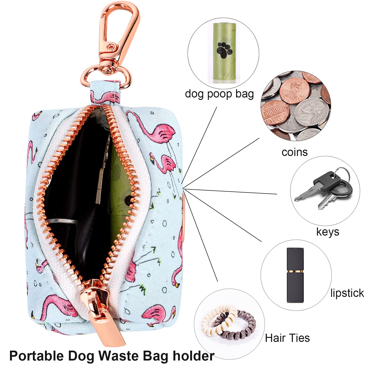 Aring Pet Dog Waste Bag Dispenser, Cotton Doggy Poop Bags Holders Attach To Any Leashes, Portable Washable Plaid Pet Waste Pouch