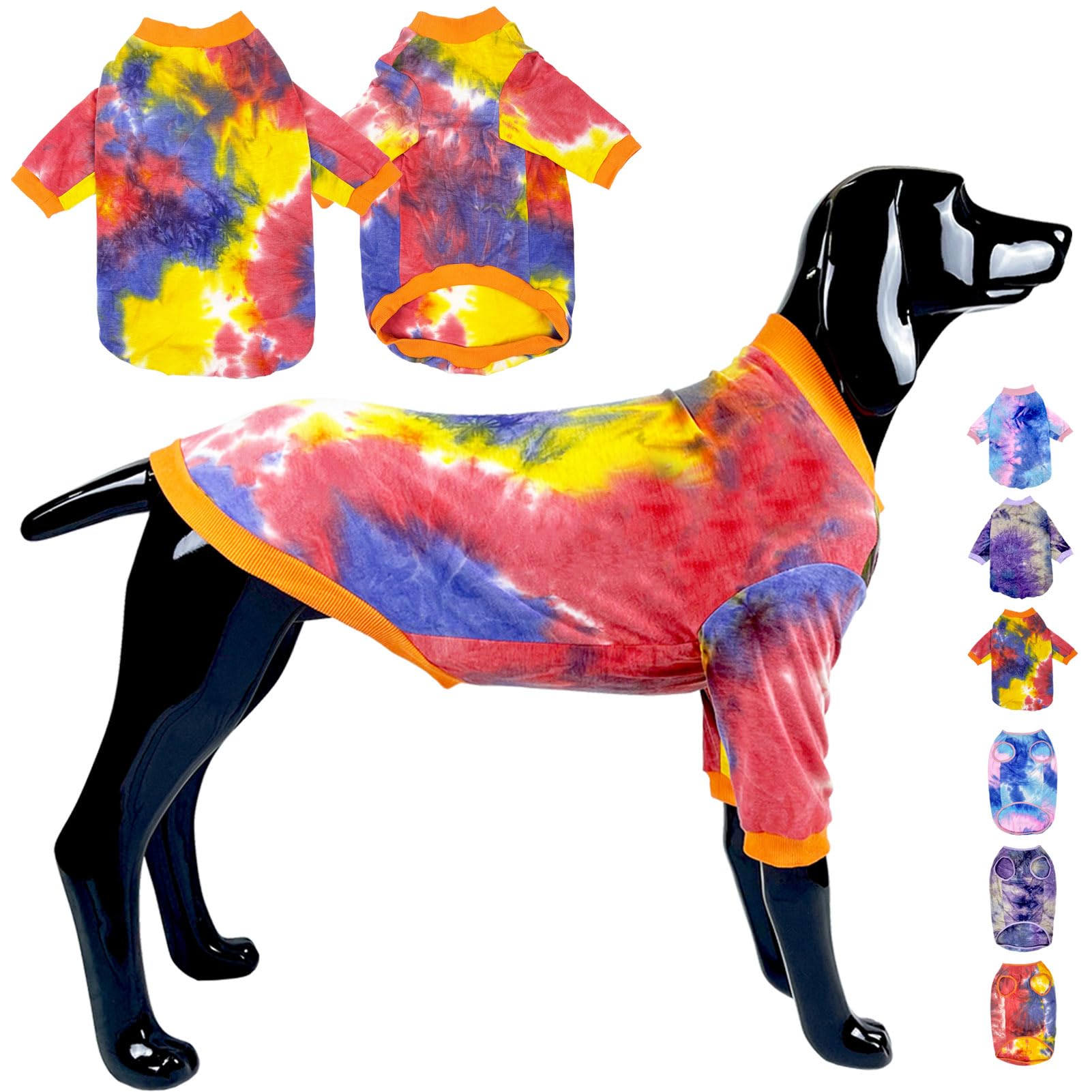 D.E.E Cotton Dog Shirts Large Tie Dye Dog Clothes Lightweight Girl Boy Big (Orange, X-Large)