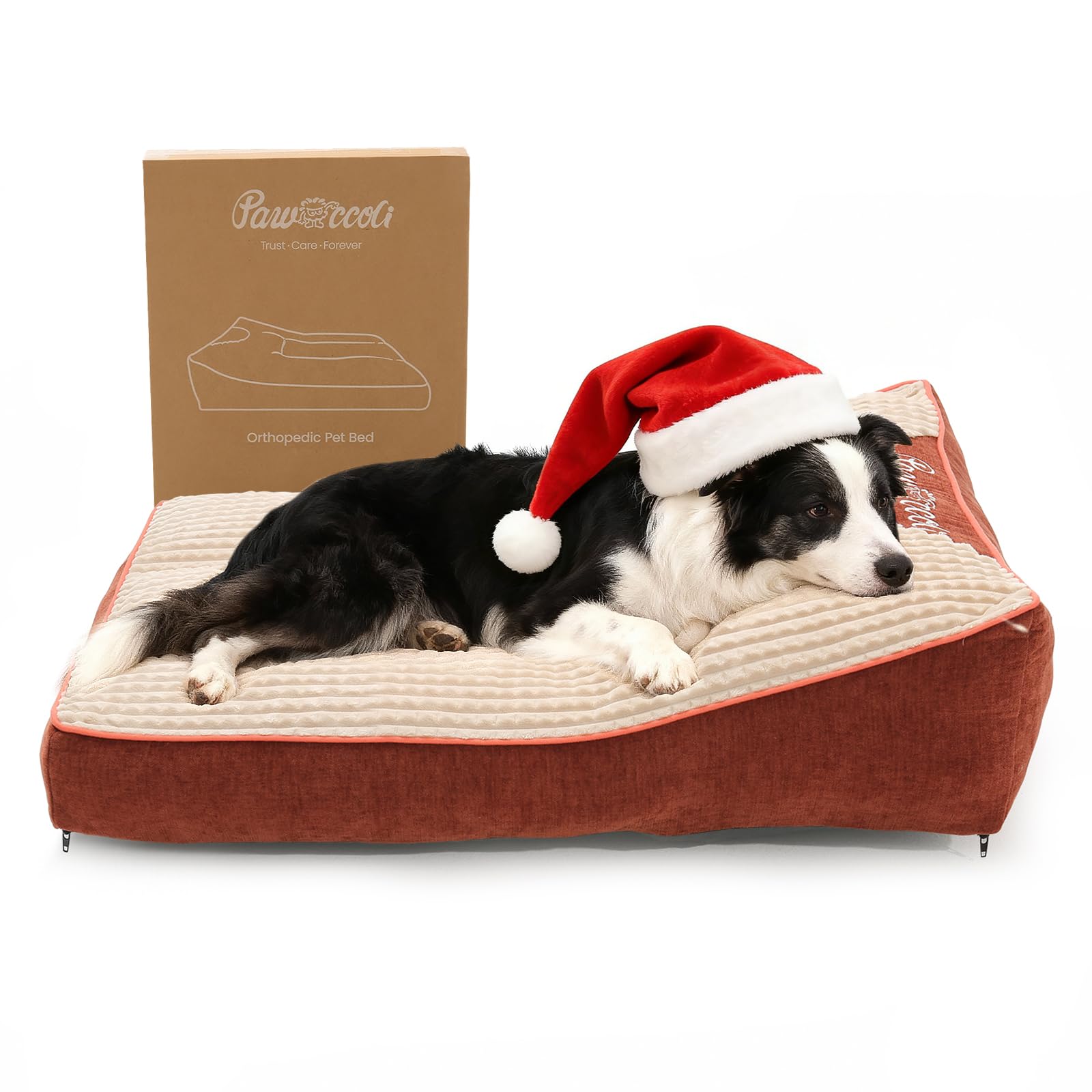Pawccoli Dog Beds Large Sized Dog - Comfy Flat Pet Beds with Removable Washable Cover, Orthopedic Foam Puppy Mat with Pillow Sui