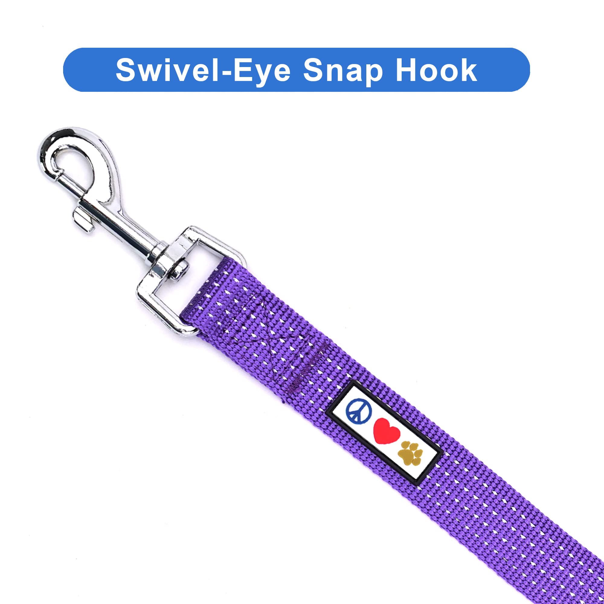 Pawtitas 6 FT Comfortable Dog Leash - Reflective Handle, Heavy Duty Training Leash for Puppies & Small Dogs - Purple