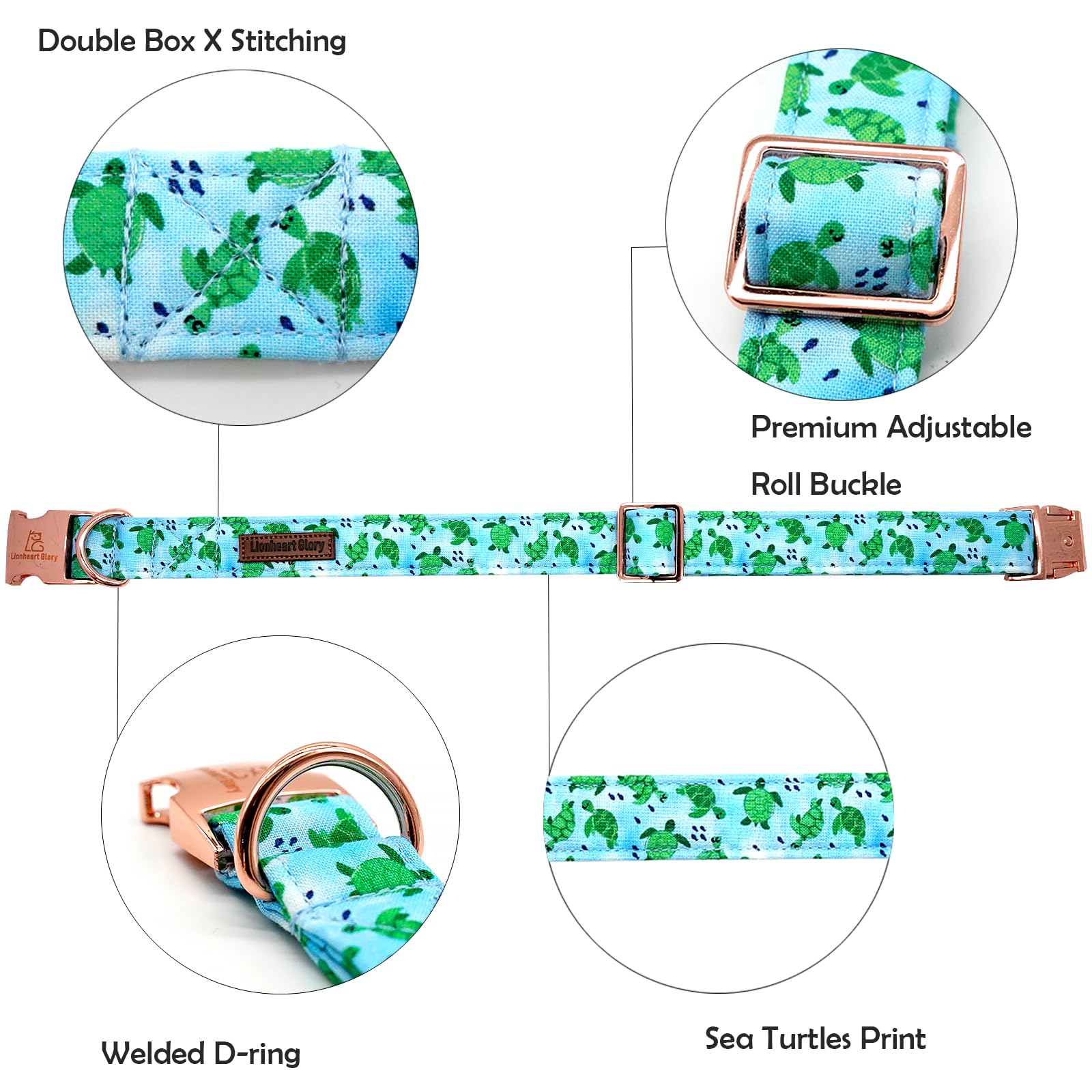 Lionheart Glory Cute Blue Dog Collar - Soft, Durable & Adjustable For Small Dogs - Spring/Summer Pet Gift