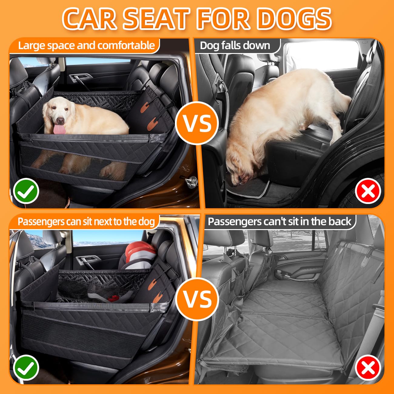 Yjgf Dog Car Seat Large Size Dog,Dog Car Seat Cover For Back Seat,Back Seat Extender For Dogs,Large Dog Car Seat For Vehicles,Pe