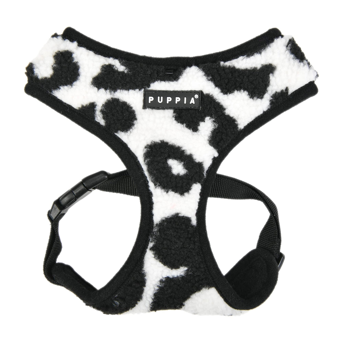 Puppia Serval Dog Harness Over-The-Head Warm Winter Leopard Pattern Adjustable Chest For Small And Medium Dog, Black, Small