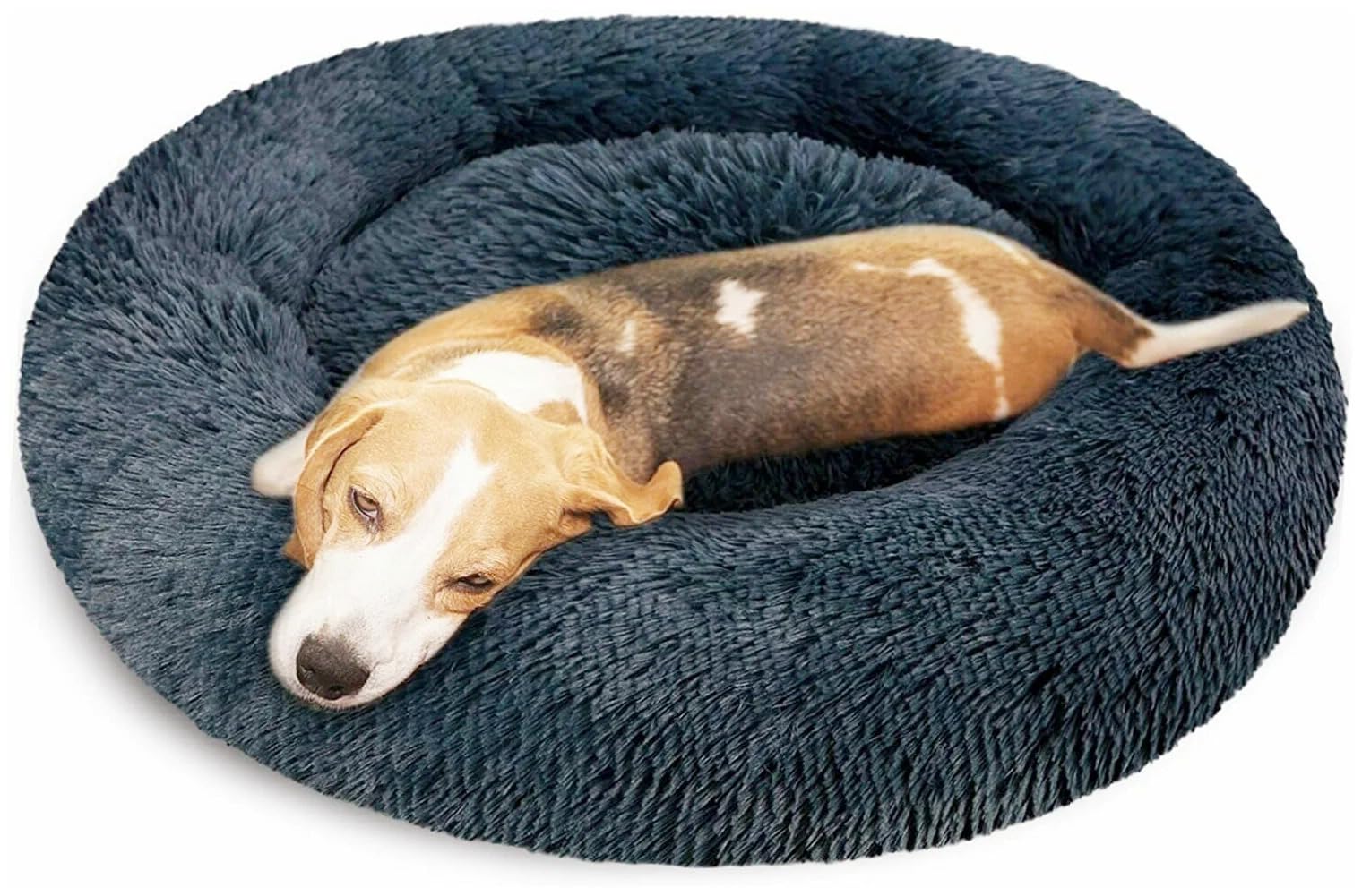 Geizire Small Dogs & Cats Bed, 24x24 Donut Cuddler, Soft Fluffy Warm Calming Pet Bed, Machine Washable, for Pets up to 25lbs