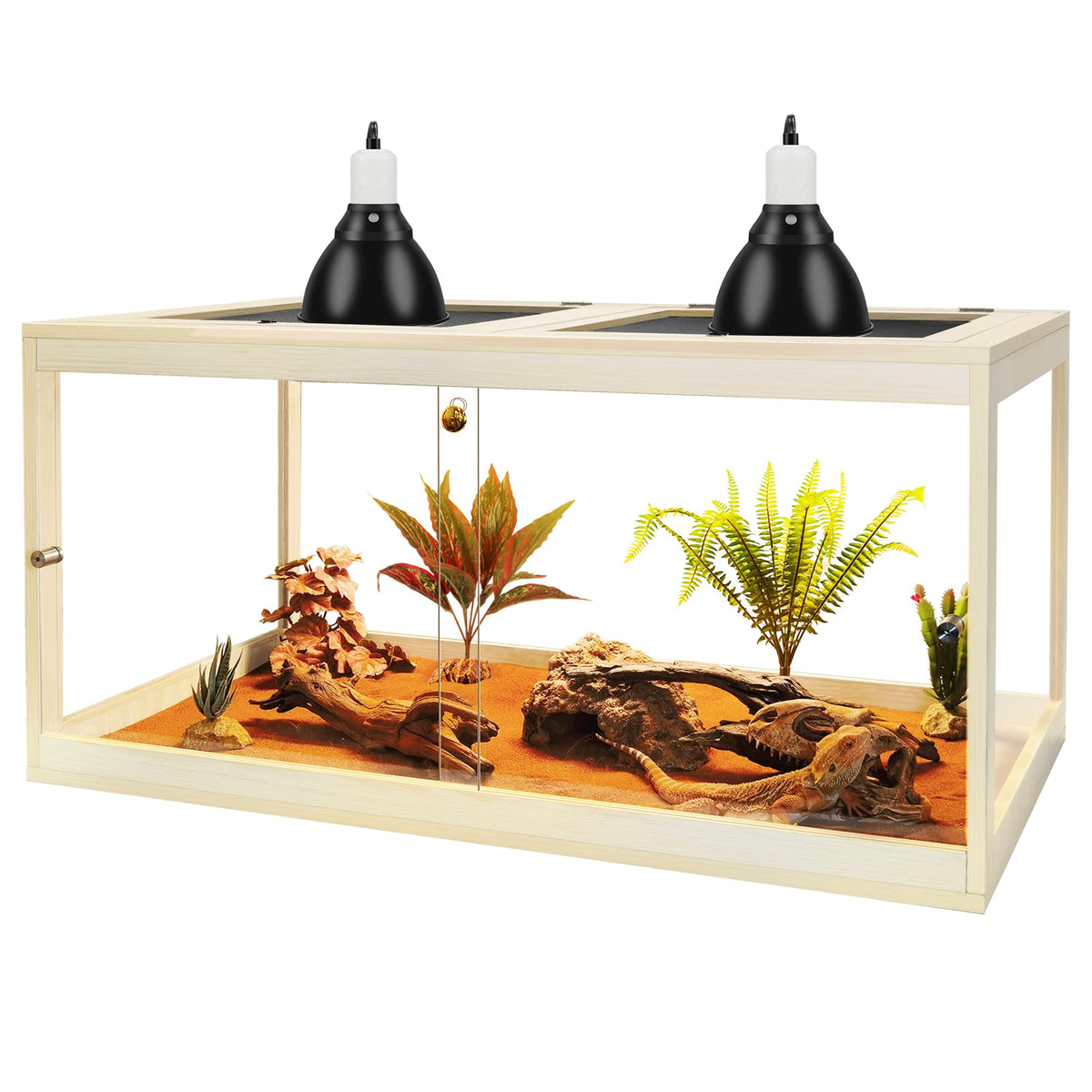 Prolee 34 Gallon Reptile Terrarium Tank 32 Inch Lizard Tank Bearded Dragon Tank With Metal Mesh Roof Door, Snake Tank With Lock 