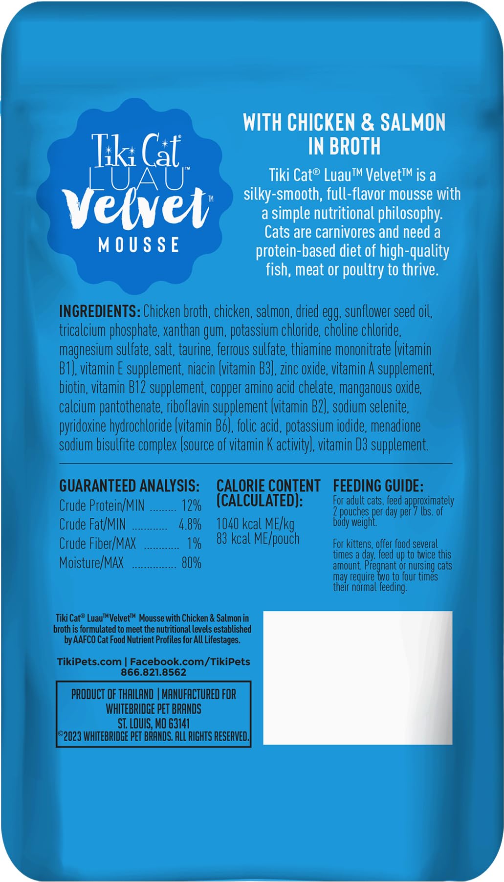 Tiki Cat Luau Velvet Mousse, Chicken & Salmon in Broth, Complete Nutrition for Balanced Diet, Wet Cat Food For All Life Stages,