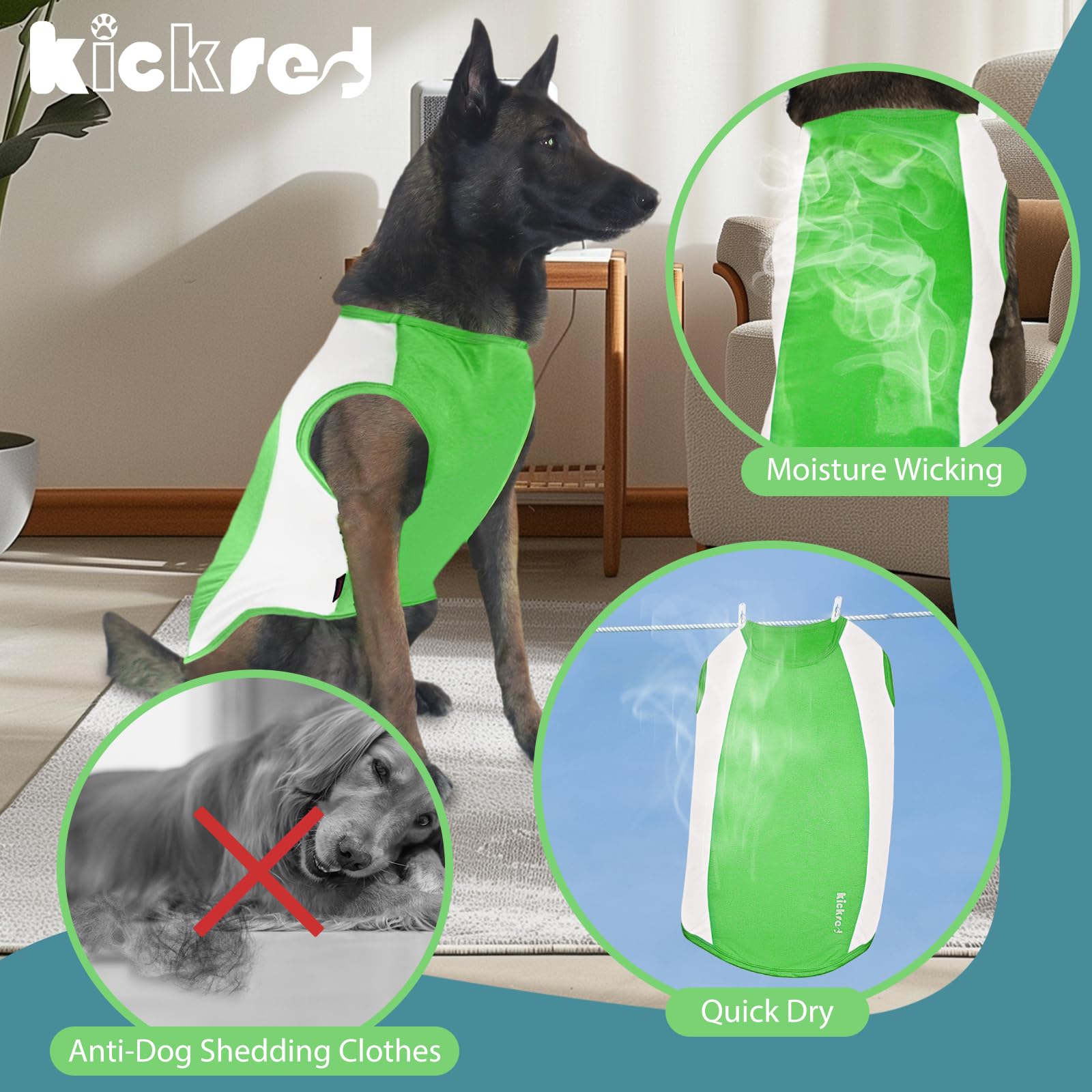 Kickred 2 Pack Dog Shirts, Breathable Dog Clothes, Summer Sun Protection Pet Sleeveless Vest, Lightweight Stretchy Tank Top T-Sh