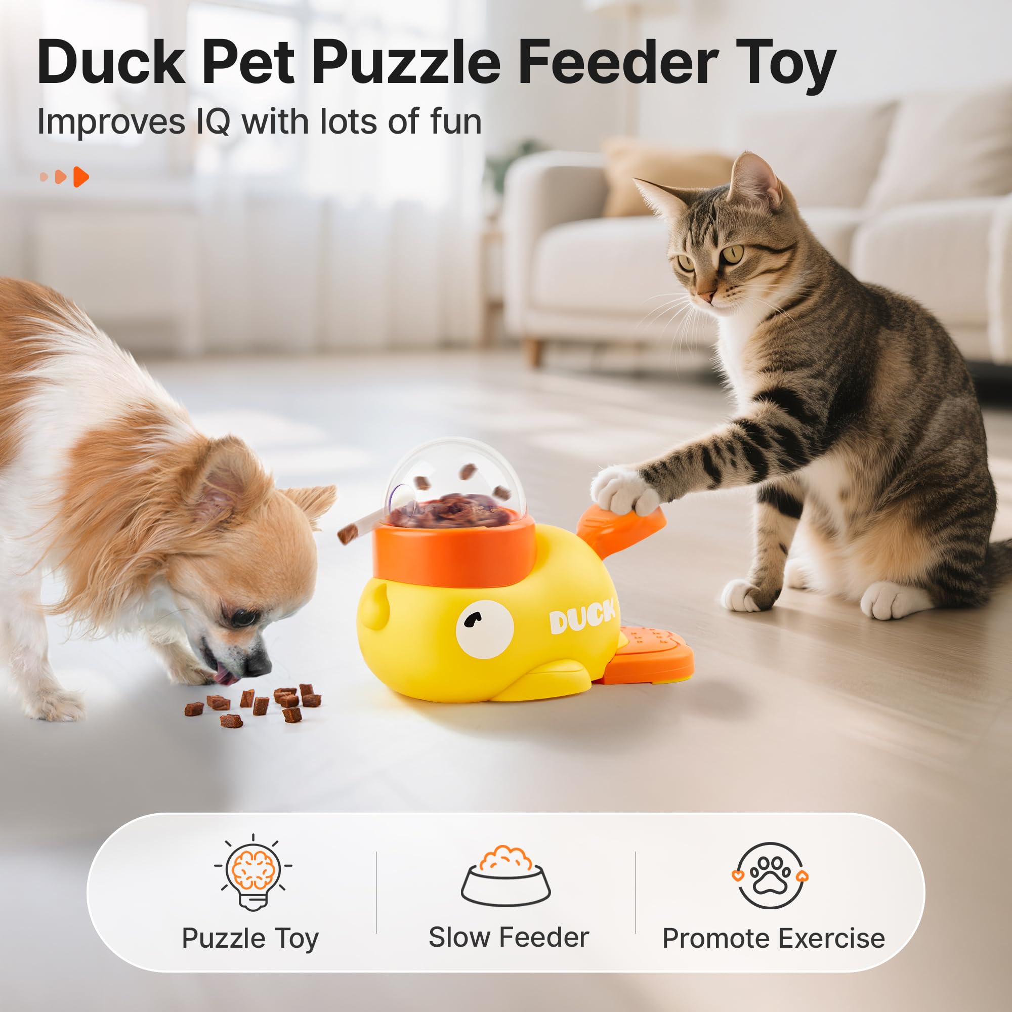 Potaroma Cat Puzzle Treat Dispenser, Interactive Duck-Shaped Enrichment Toy for Cats and Small Dogs, IQ Training and Exercise 8.