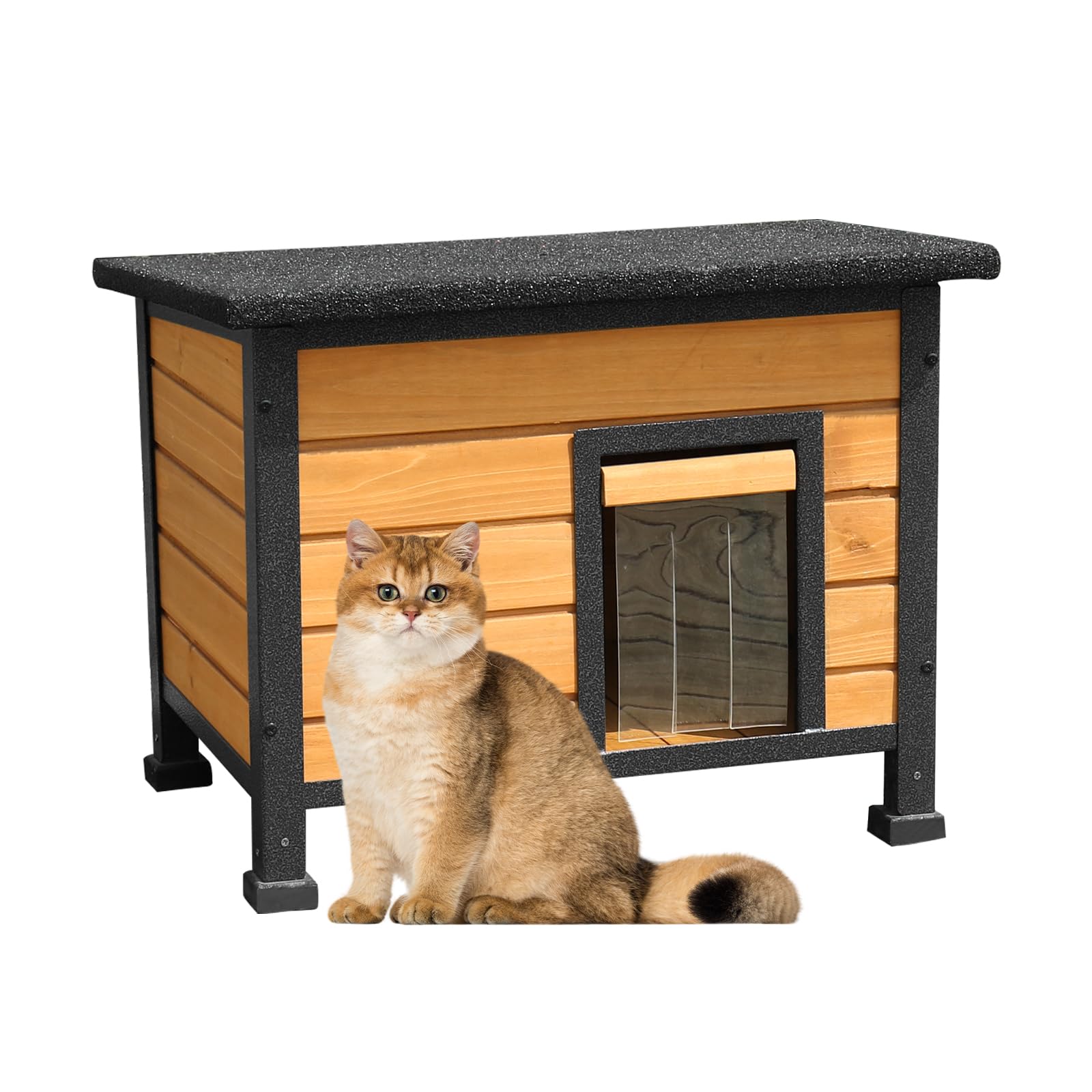 X-Zone-Pet Outdoor Cat House For Cats, Rainproof Outside Kitty House, Wooden Kitten Condo, Waterproof Roof, Indoor And Outdoor Use For Cat,Dog,Rabbit And Small Animals