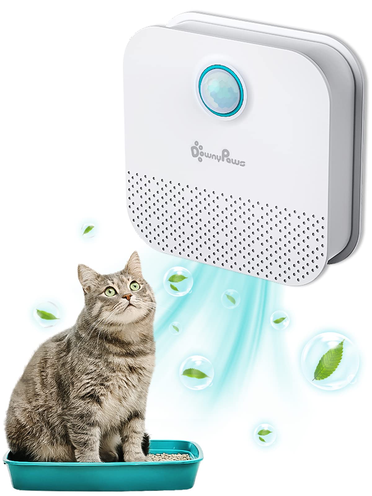 Downypaws Cat Litter Deodorizer, Rechargeable 4000Mah Odor Eliminator Cat Litter Box, Dust-Free, 14-Day Battery Life, No Consuma