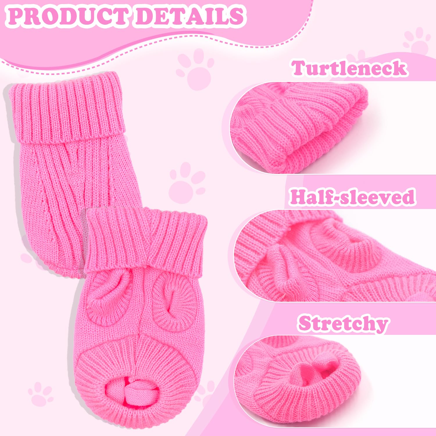 2 Pack Xs Dog Sweaters For Small Dogs Girl Knitted Turtleneck Puppy Sweater Warm Fall Winter Female Dog Clothes Pullover Cat Swe