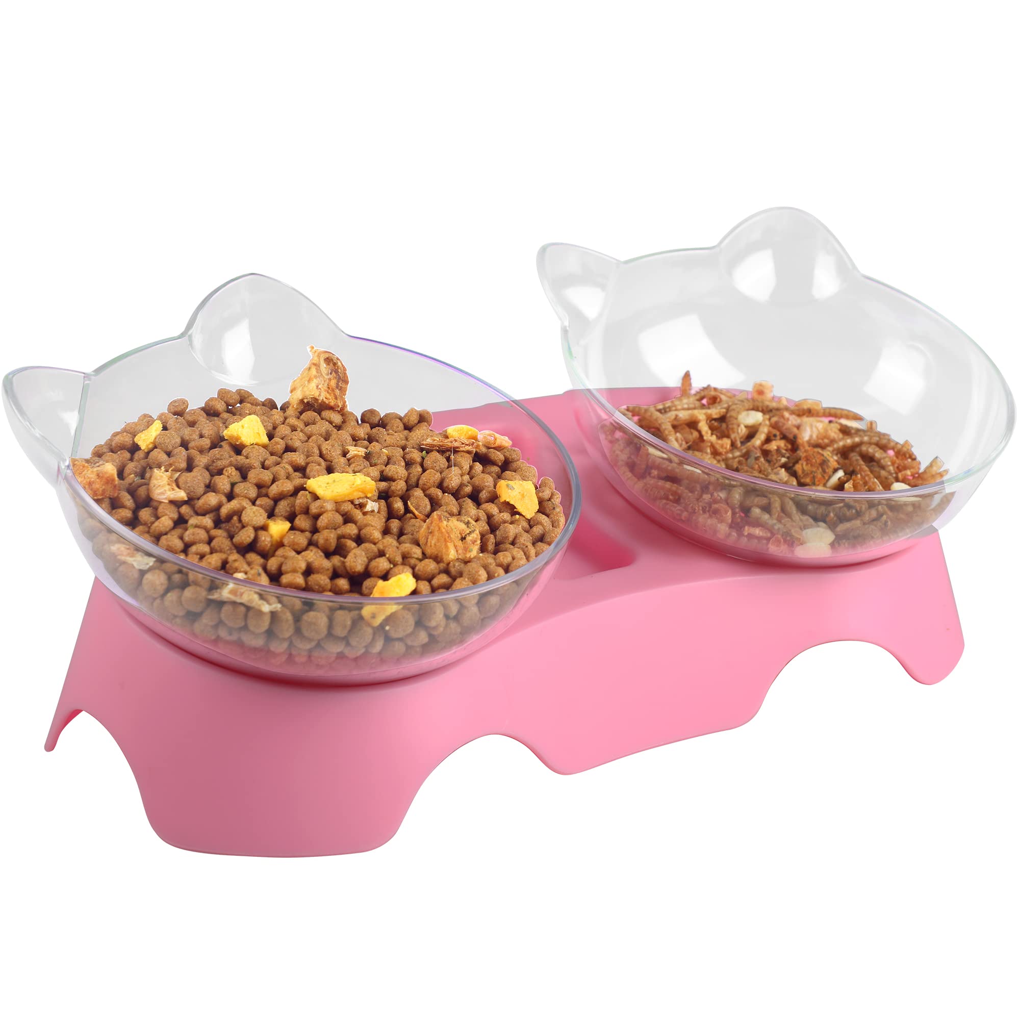 MILIFUN Cat Bowls, Cat Food Bowls Elevated Tilted, Anti Vomiting Kitty Bowls for Puppy and Bunny, Orthopedic Cat Bowls for Indoo