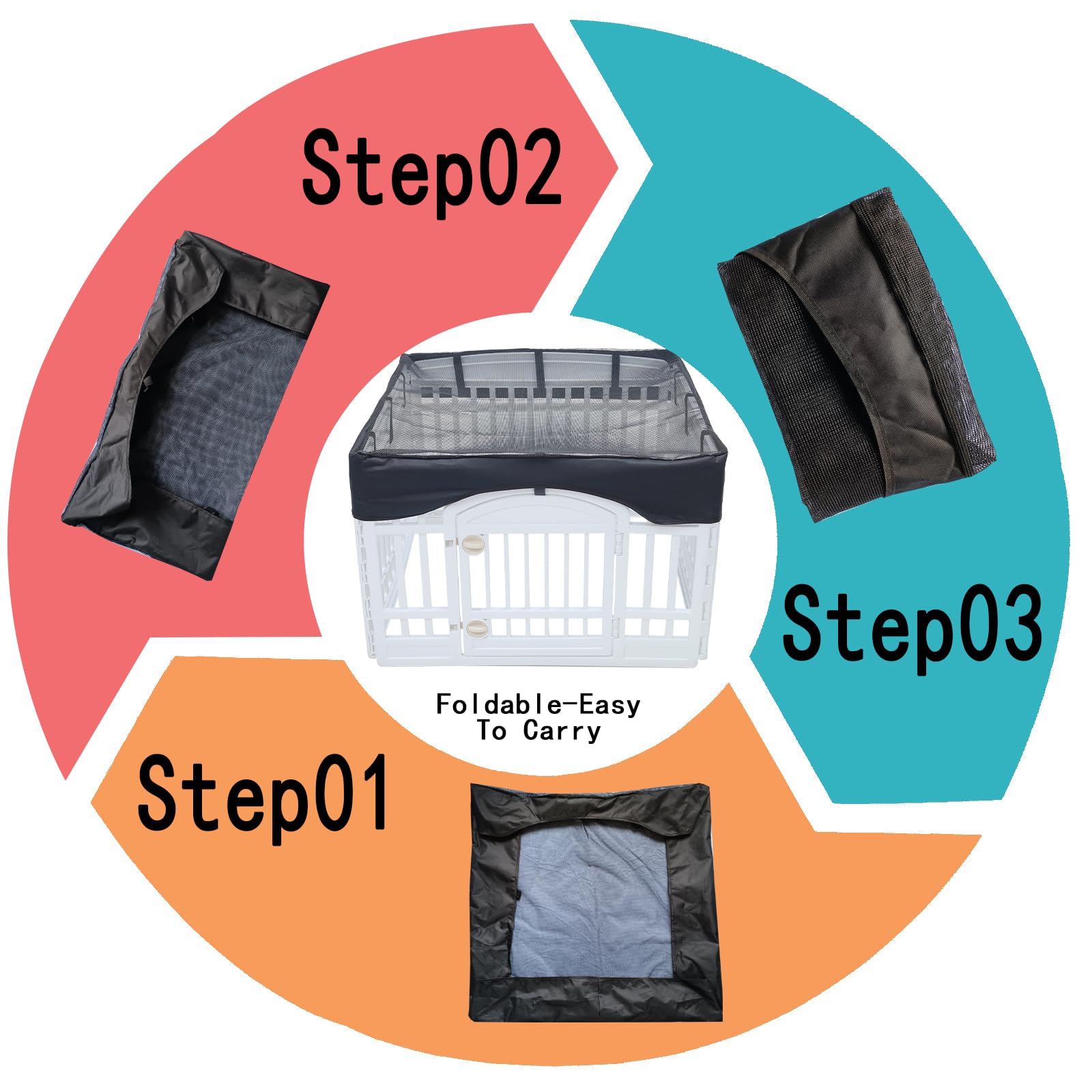 Dog Playpen Mesh Top Cover,[Playpen Not Included !!!] Fits 36'' Inch Pet Playpen With 4 Panels,Dog Cage Covers Puppy Playpen Cov