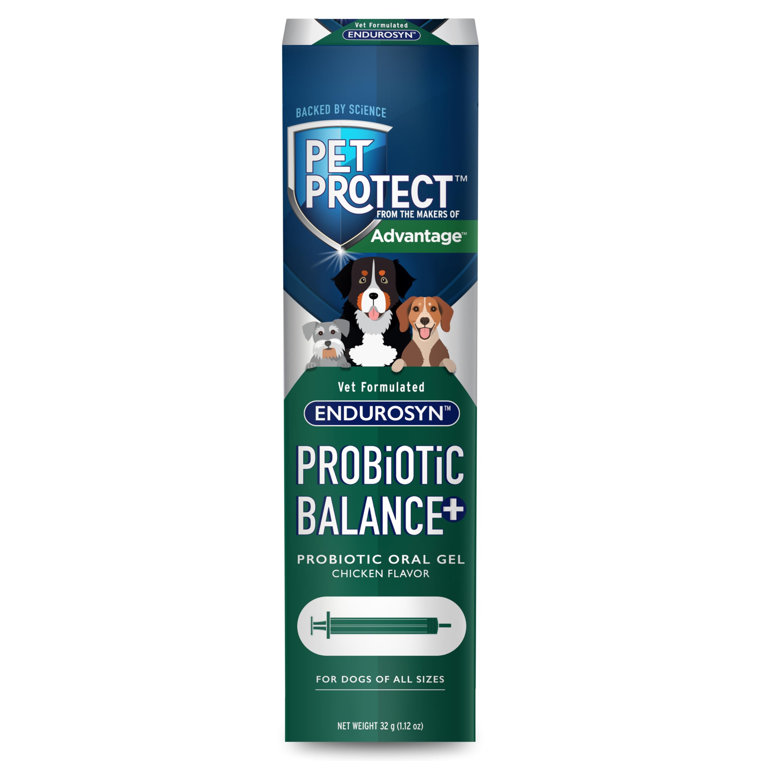 Pet Protect Dog Probiotic Balance+ Oral Gel, Vet-Formulated Endurosyn, Prebiotics & Probiotics for Dogs, 3-Day Supply, Chicken F