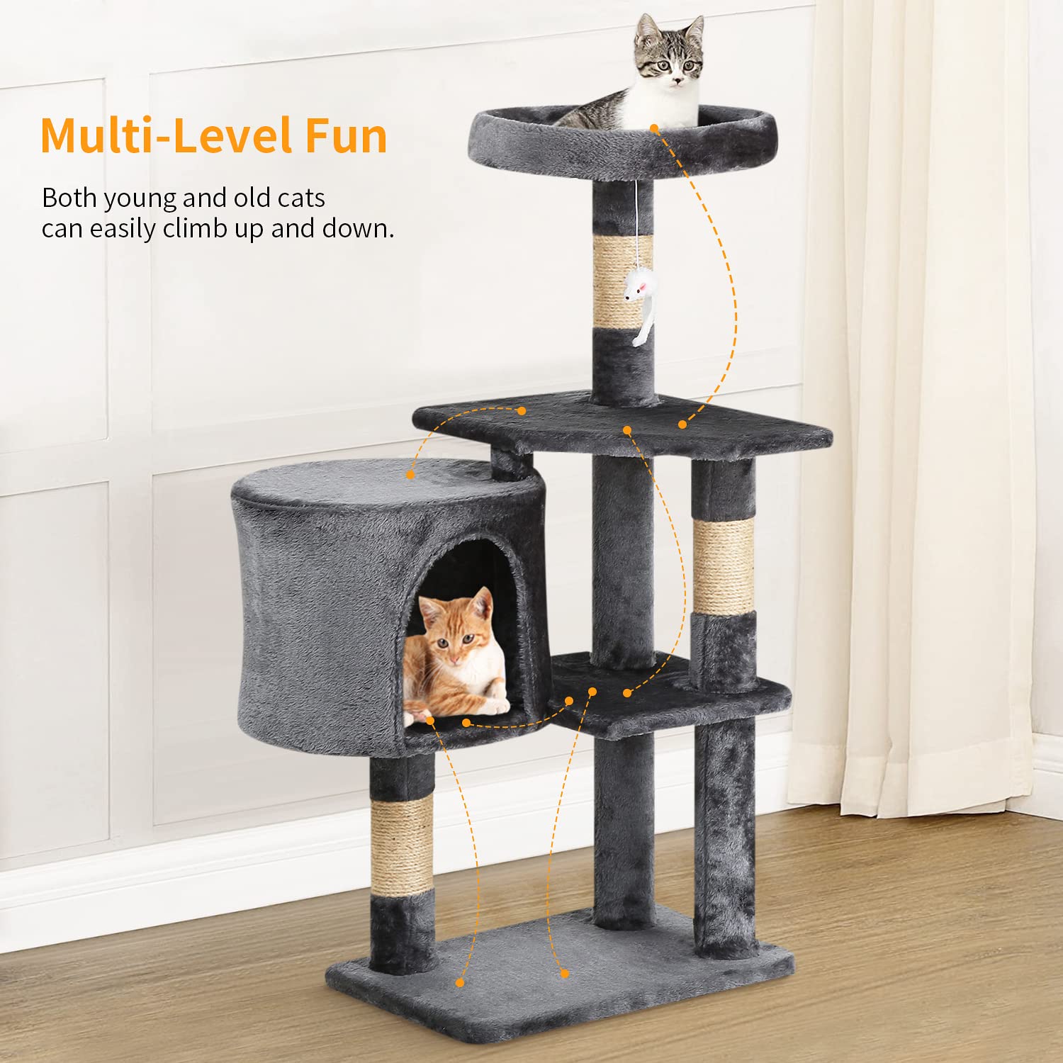 Bestpet Cat Tree 36 Inch Tall Scratching Toy Activity Centre Cat Tower Cat Condo Multi-Level Furniture Scratching Posts For Indo