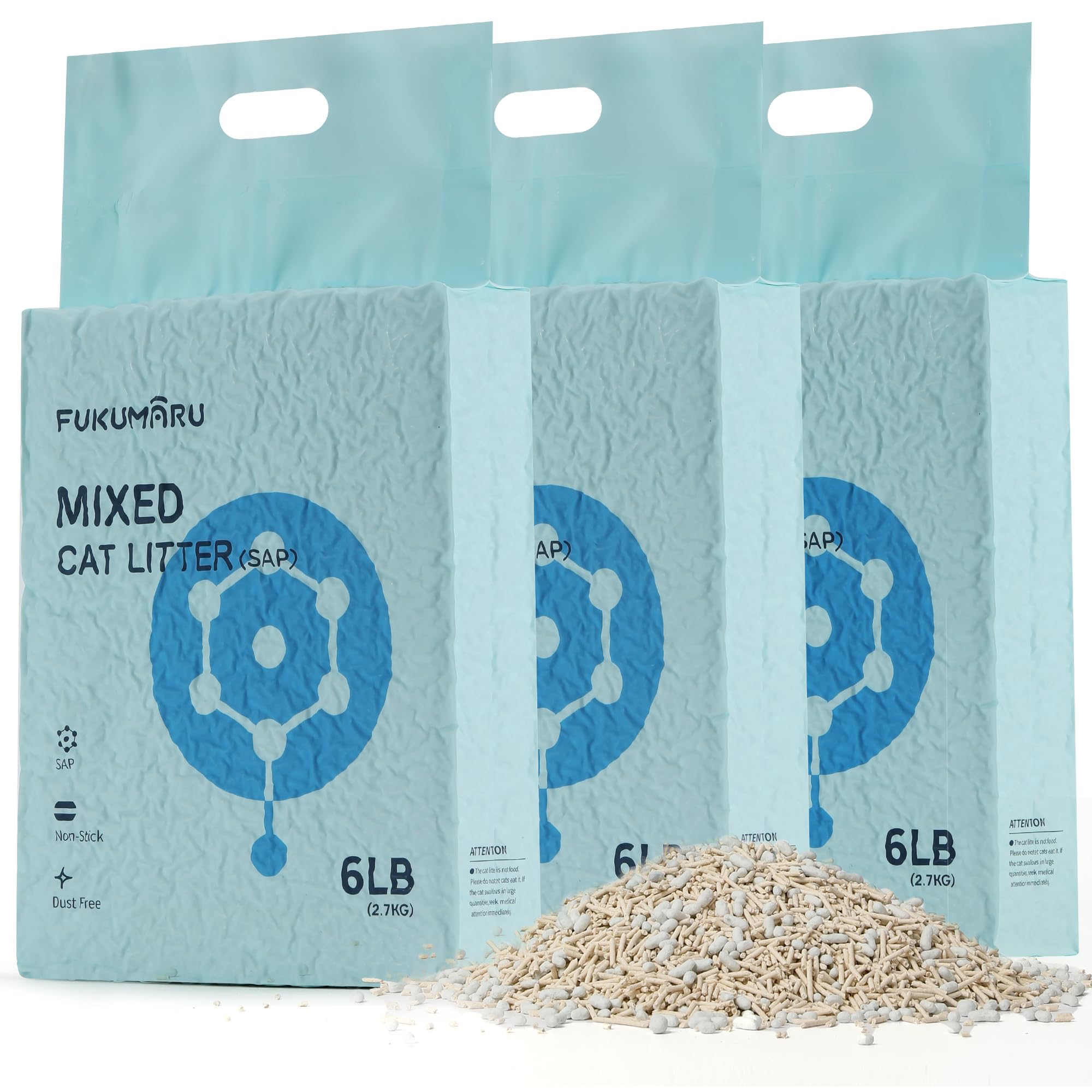 Fukumaru Tofu Cat Litter, Super Ultra Absorbent, 18 Lbs Clumping Cat Litter, Flushable, Natural, Lightweight, Dust Free, Quick C