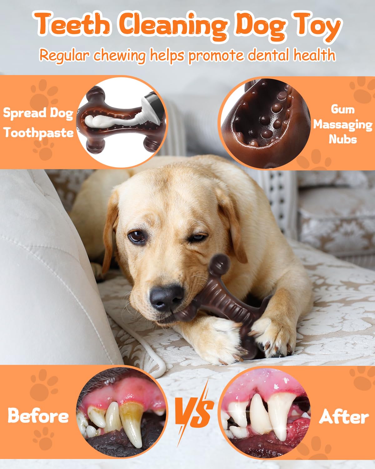 Krauzpet Dog Toys For Aggressive Chewers Large Medium Breed Dogs, Interactive Treat Fillable Enrichment Chew Toy, Indestructible