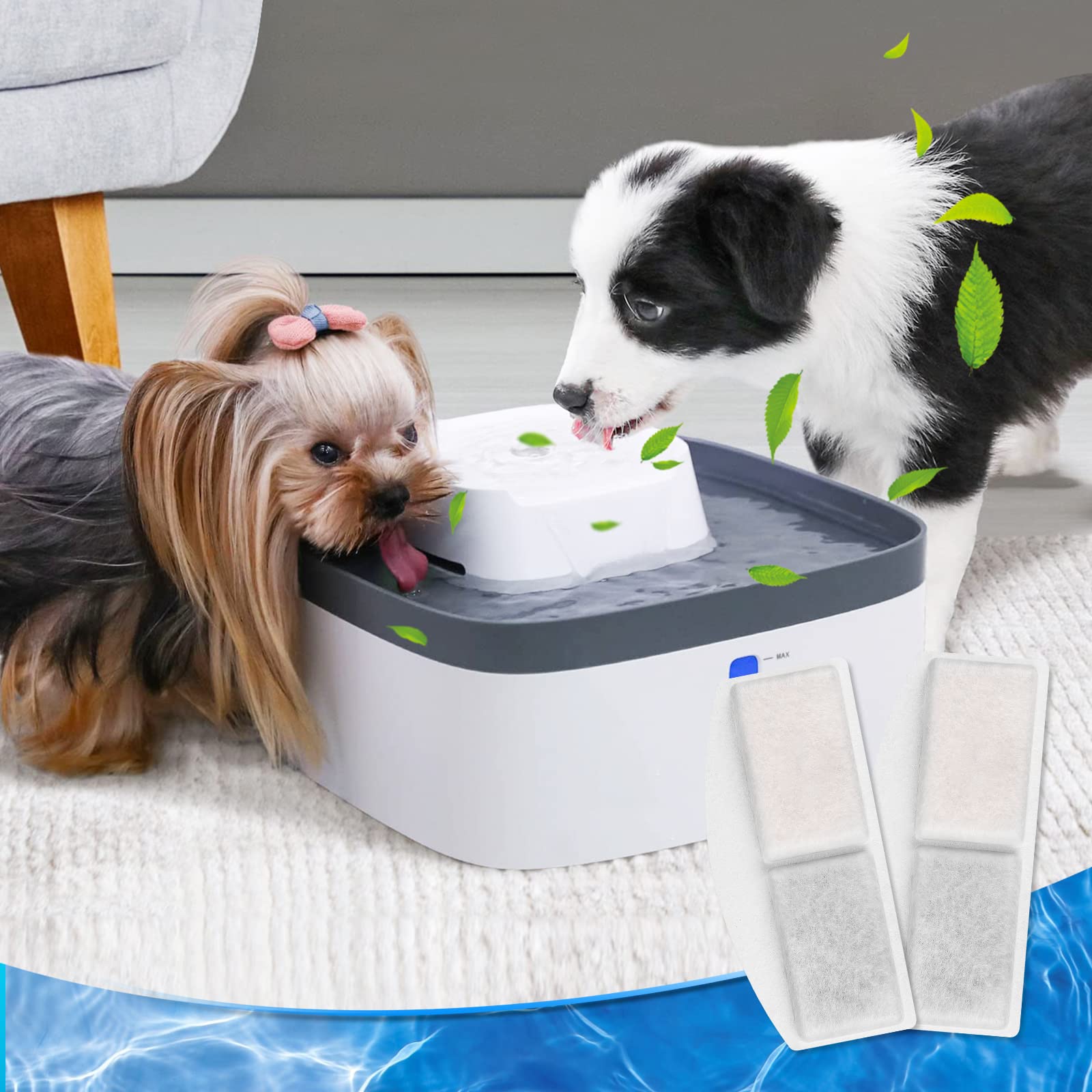 Myfatboss Cat Water Fountain Filter And Replacement Pre-Filter Sponges, 12+12 Pack Pet Water Fountain Filters Fit For 100Oz/3L Automatic Pet Fountain, Pack Of 24