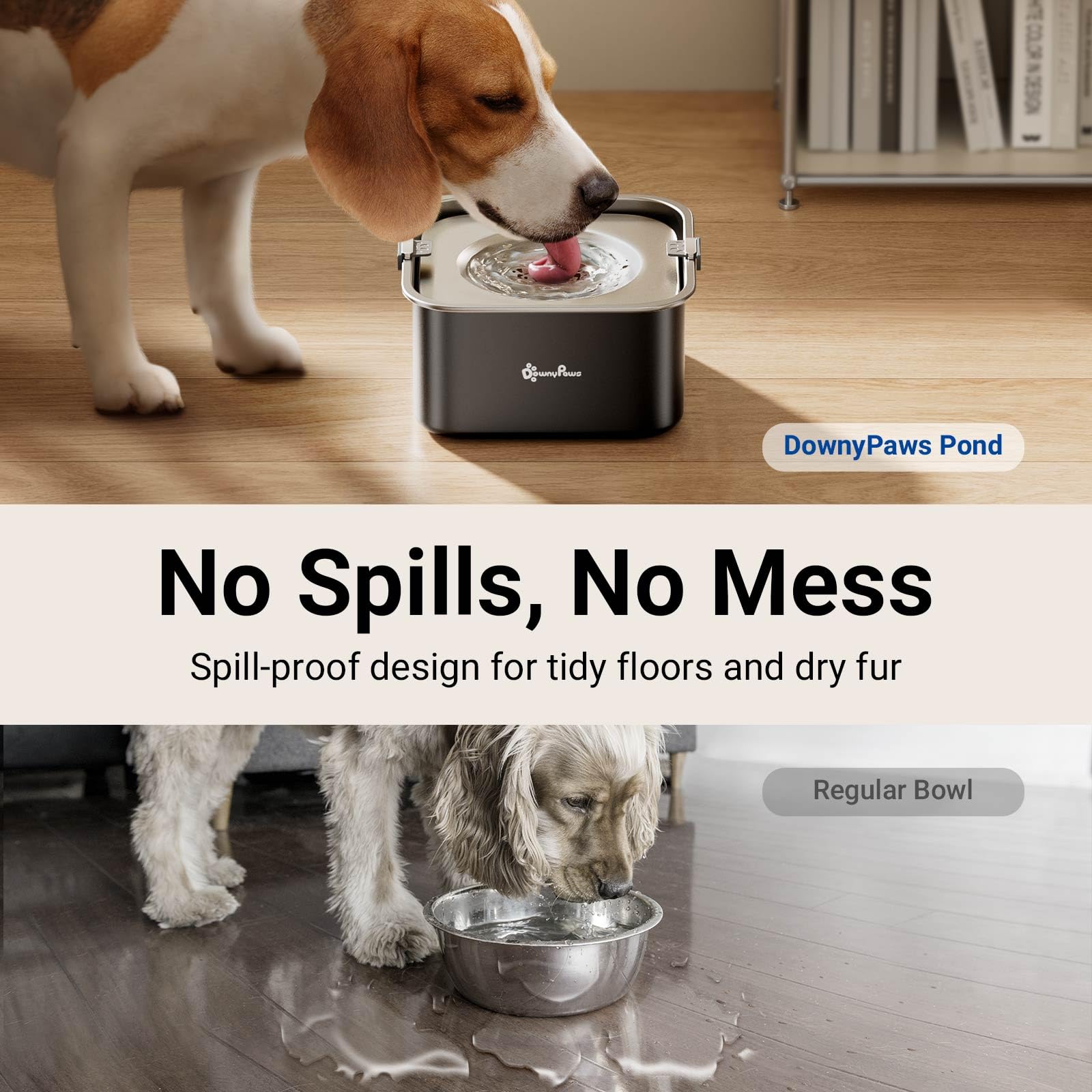 Downypaws No Spill Water Bowl For Dogs,101Oz/3L Slobber Stopper Dog Bowl Stainless Steel, Slow Drinking Dog Water Bowl, No Mess