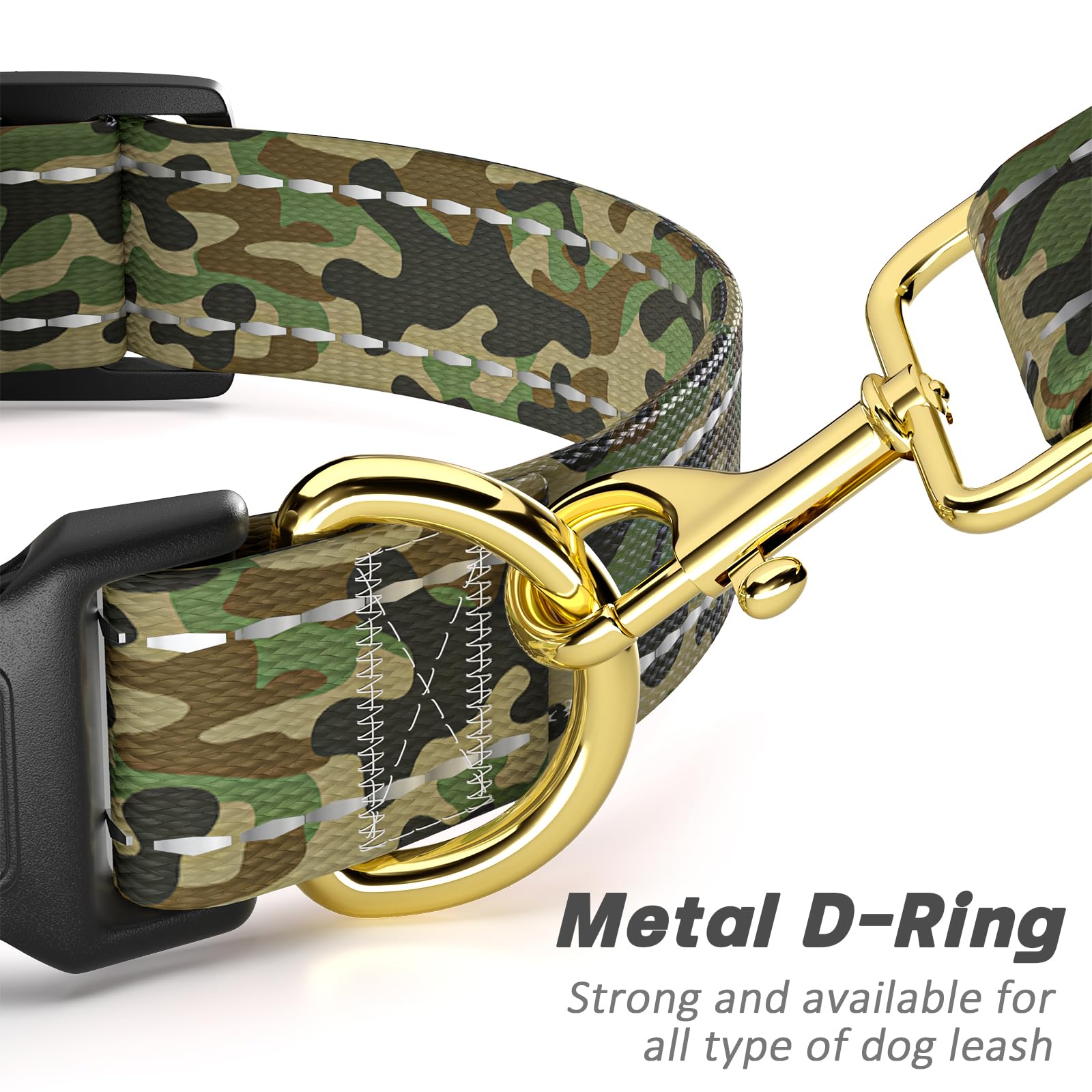 Moodel Reflective Dog Collar For Medium Dogs, Cute Camouflage Adjustable Heavy-Duty Nylon Puppy Collar For Boy And Girl Female,